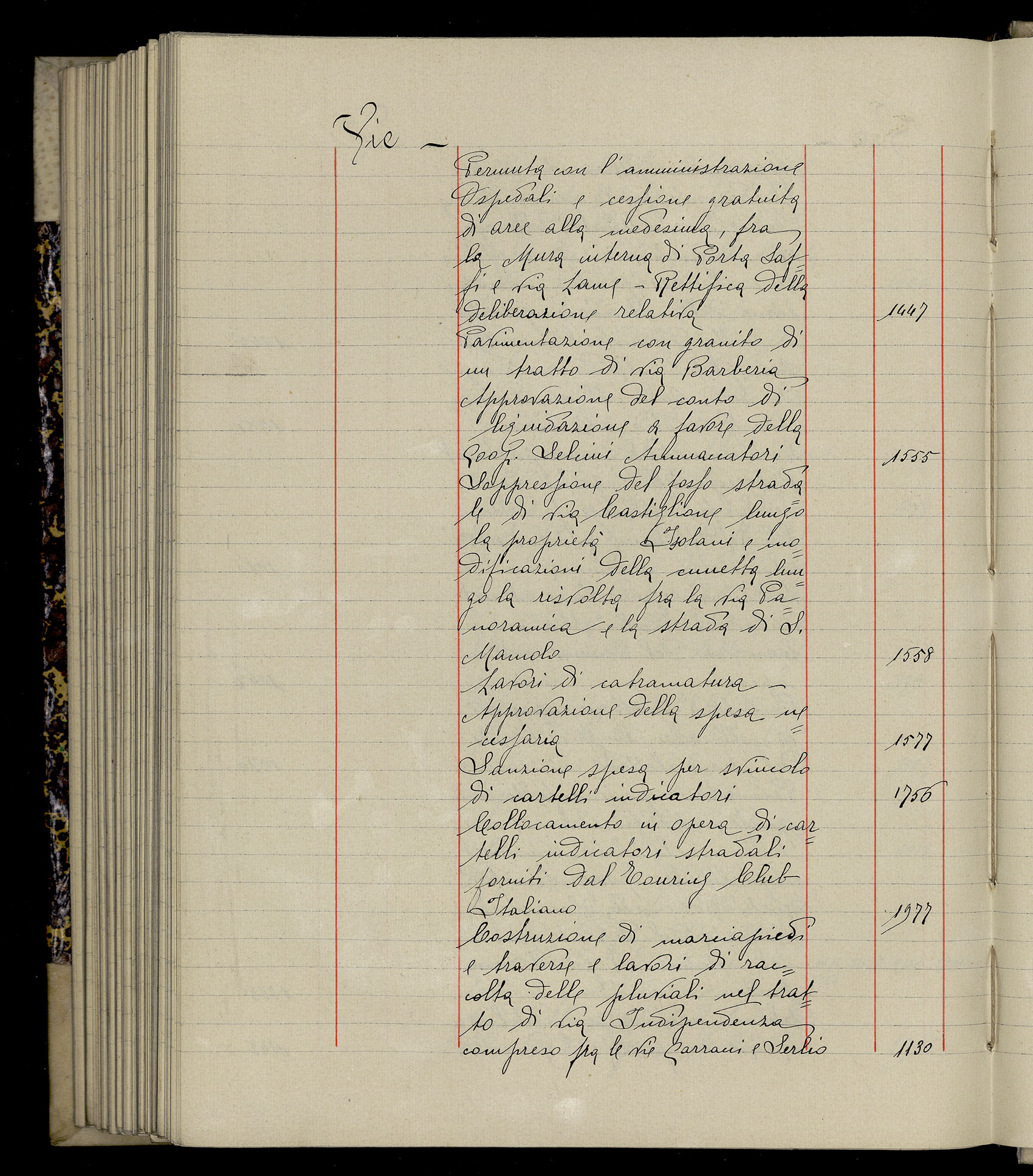 Indice volume 3.1.1927 - 30.3.1927