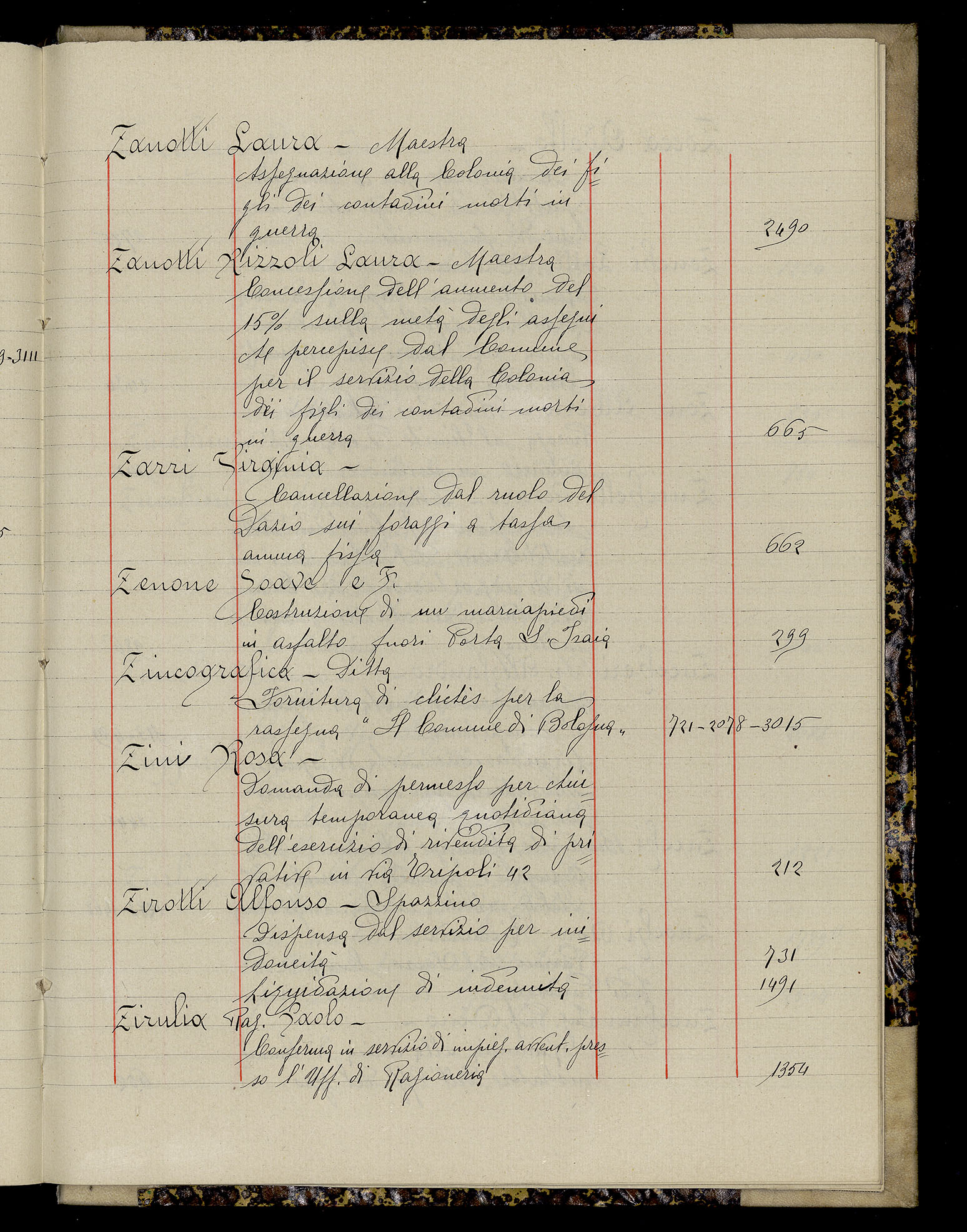 Indice volume 3.1.1927 - 30.3.1927