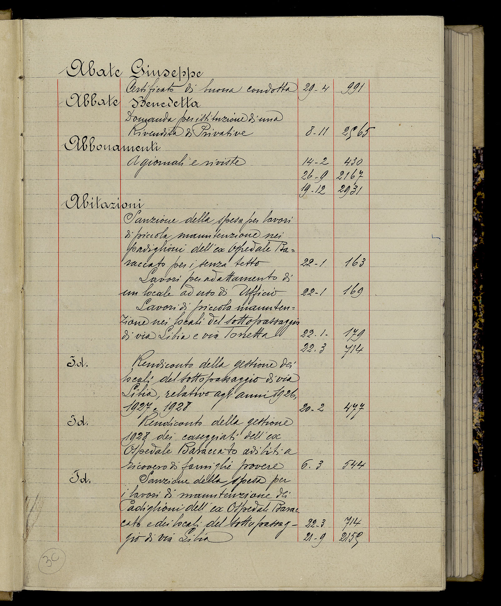 Indice volume 3.1.1929 - 30.3.1929