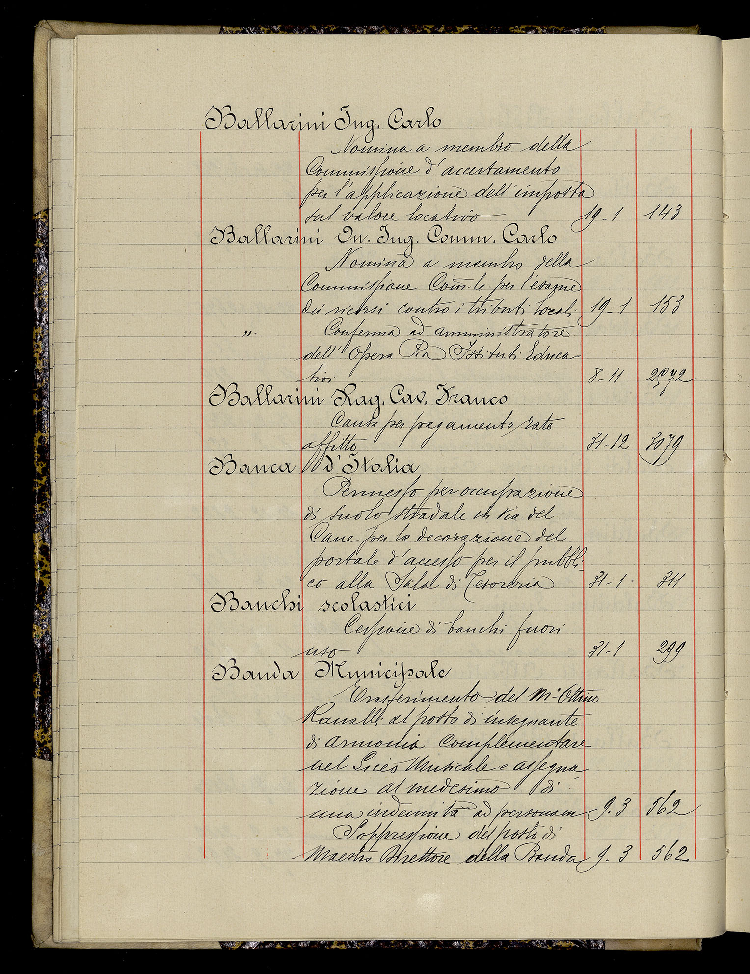 Indice volume 3.1.1929 - 30.3.1929
