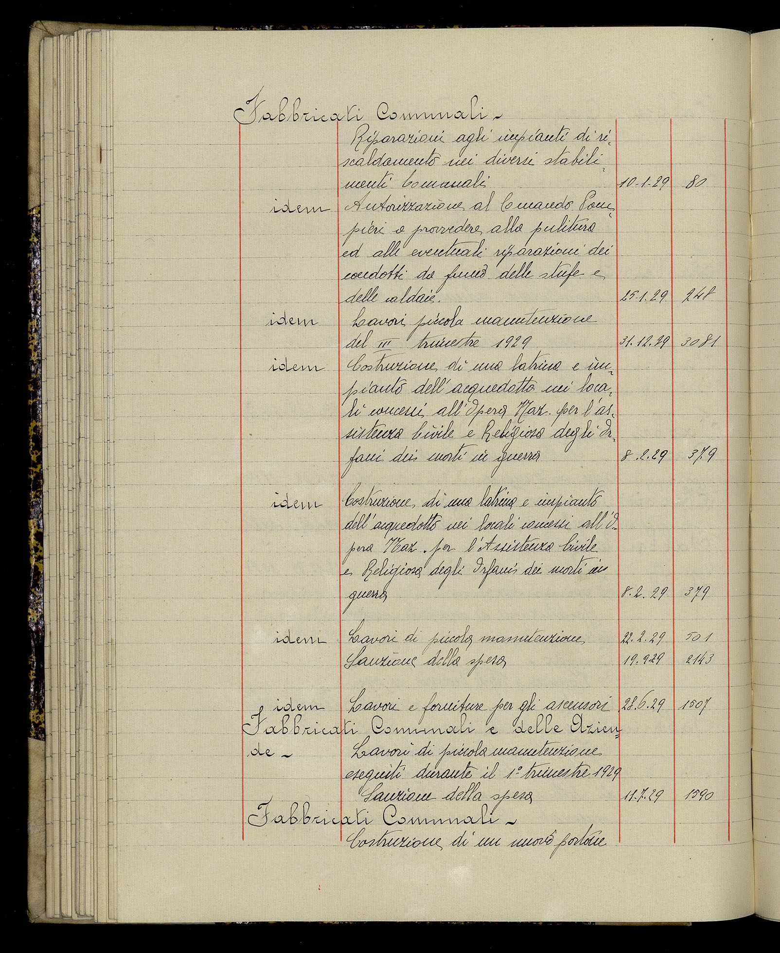 Indice volume 3.1.1929 - 30.3.1929