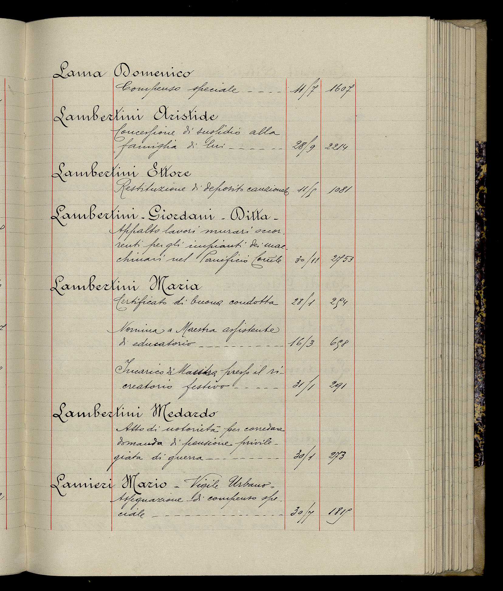 Indice volume 3.1.1929 - 30.3.1929