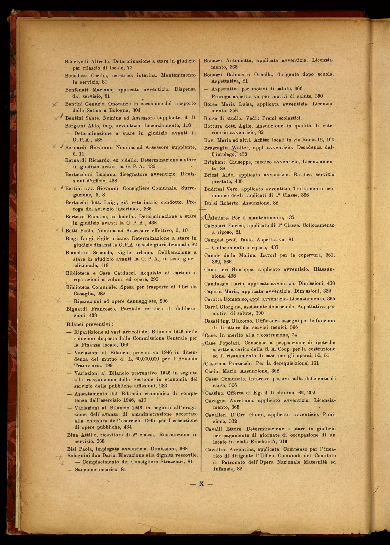 Indice volume 9.4.1946 - 23.12.1946