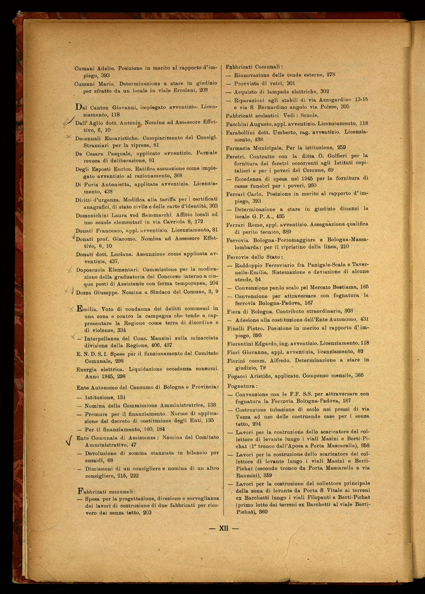 Indice volume 9.4.1946 - 23.12.1946