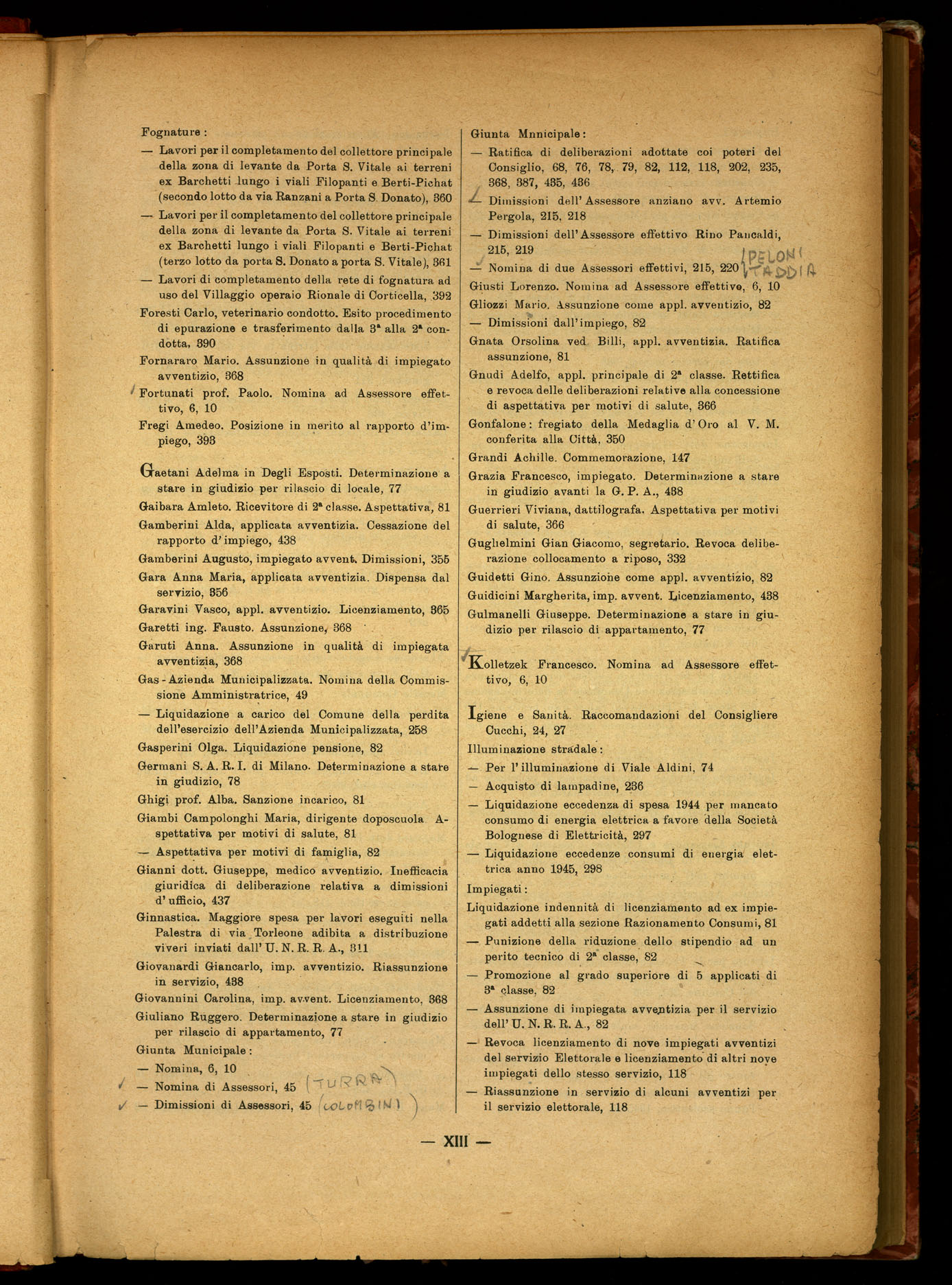 Indice volume 9.4.1946 - 23.12.1946