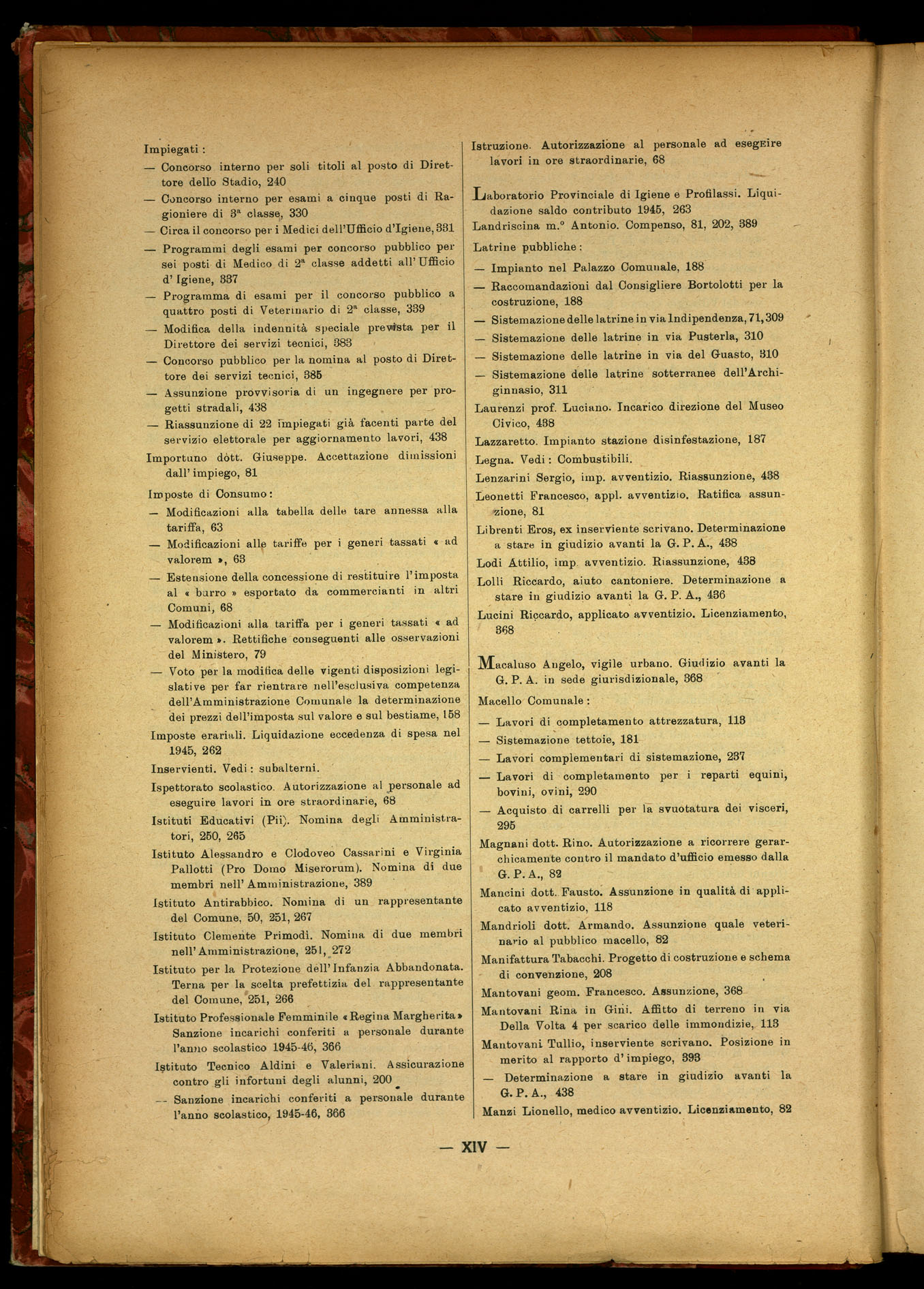 Indice volume 9.4.1946 - 23.12.1946