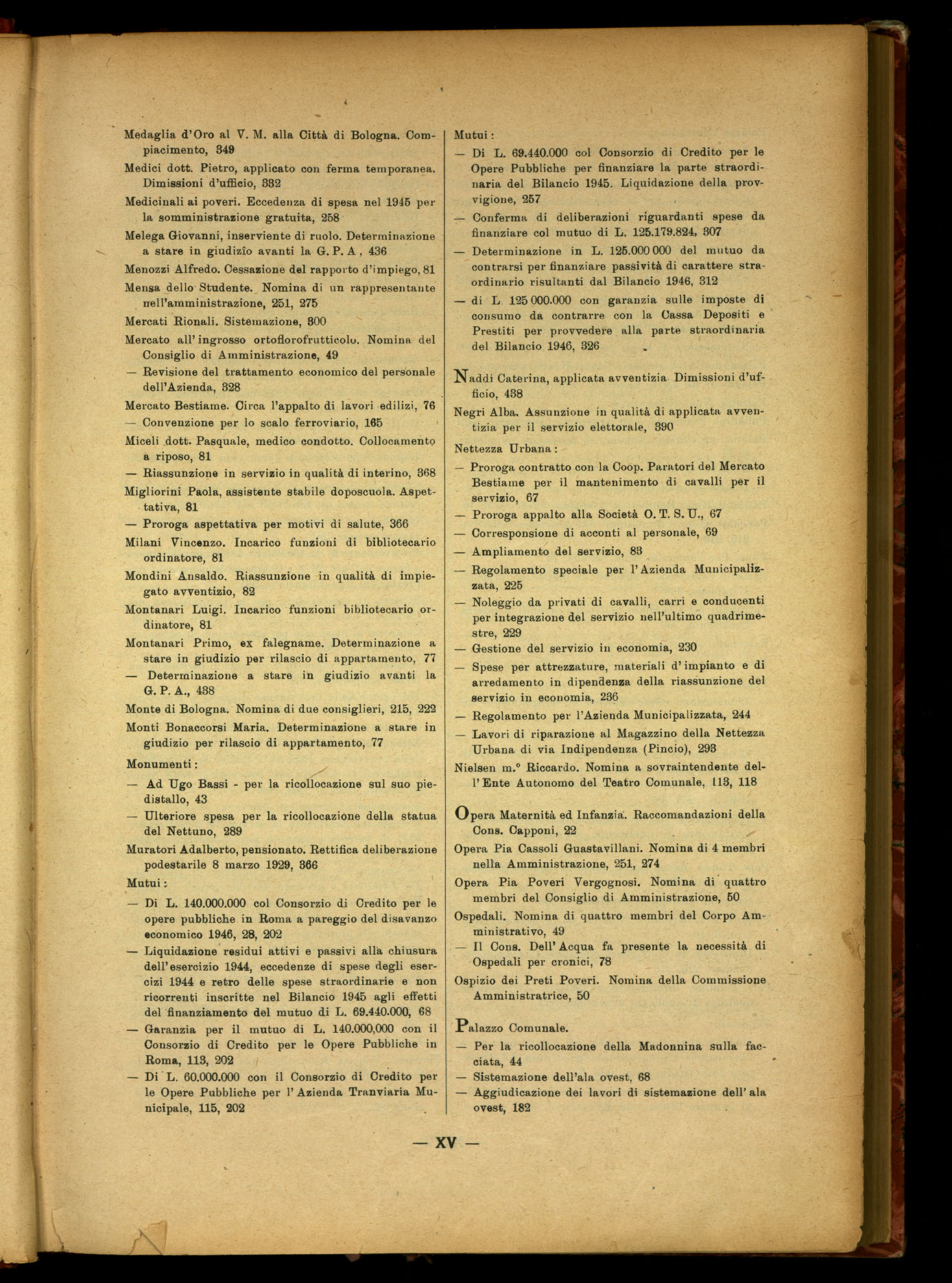 Indice volume 9.4.1946 - 23.12.1946