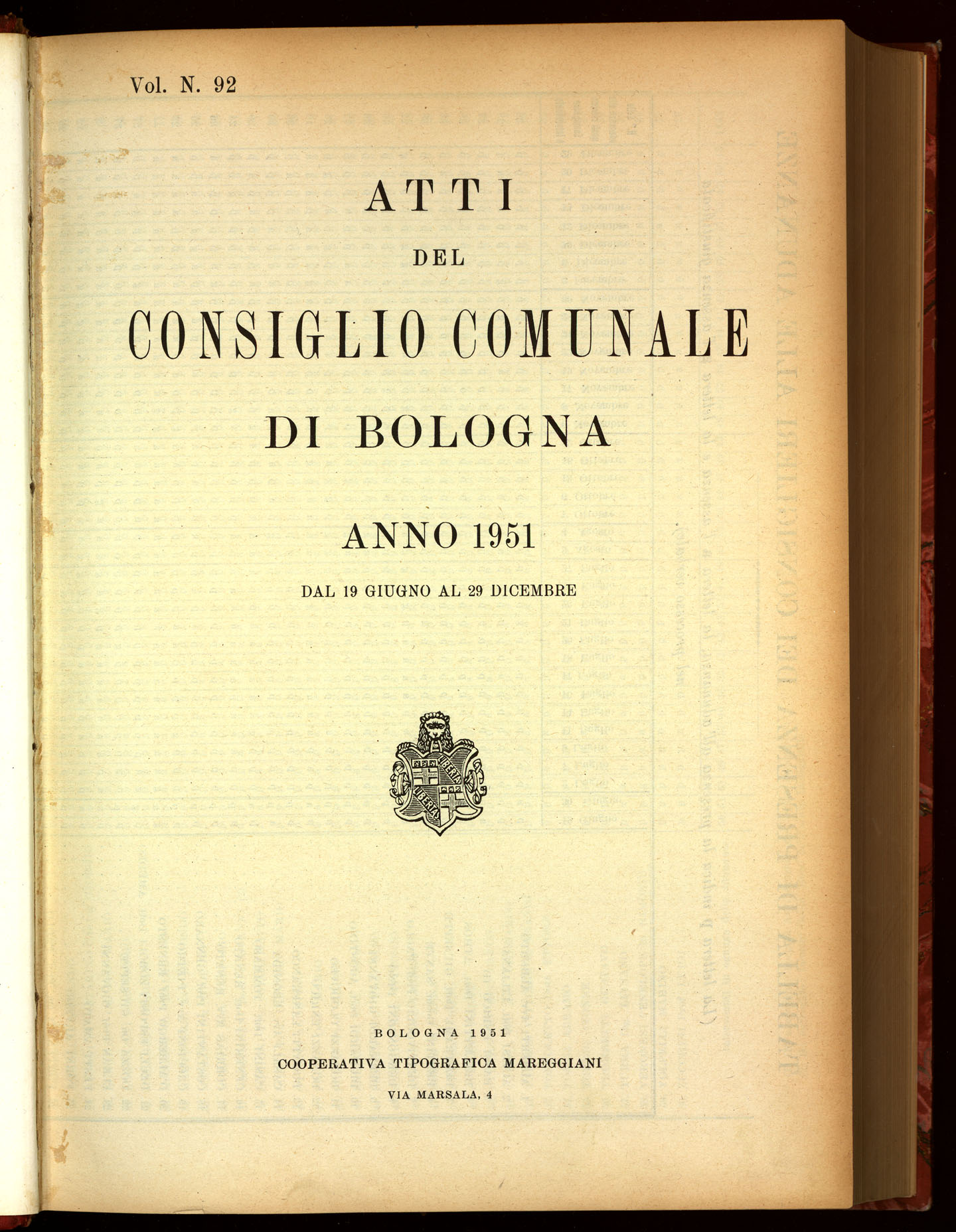Indice volume 19.6.1951 - 29.12.1951