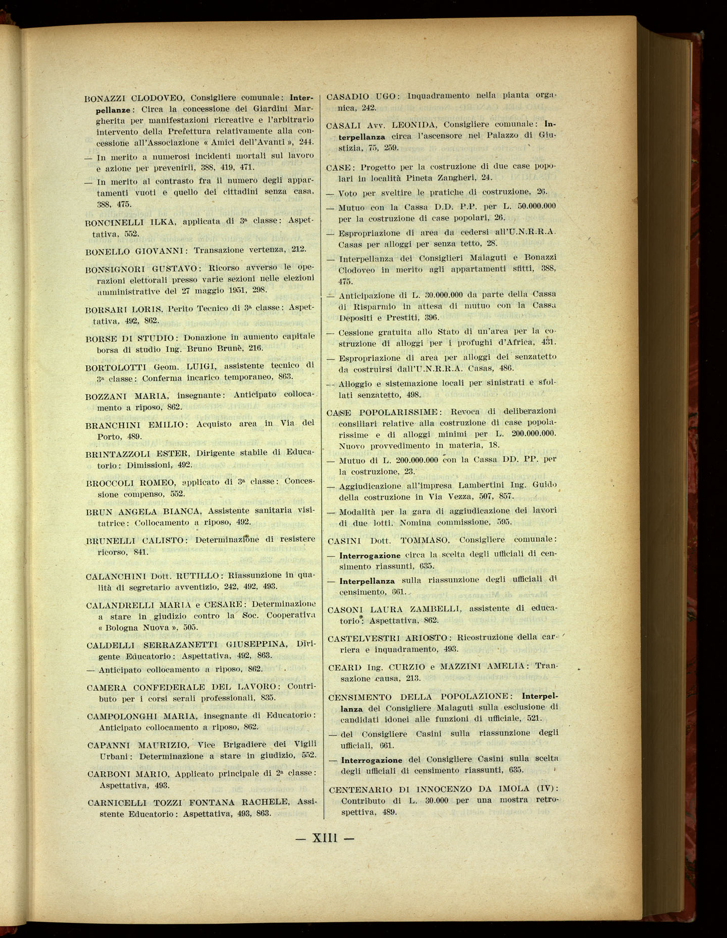 Indice volume 19.6.1951 - 29.12.1951