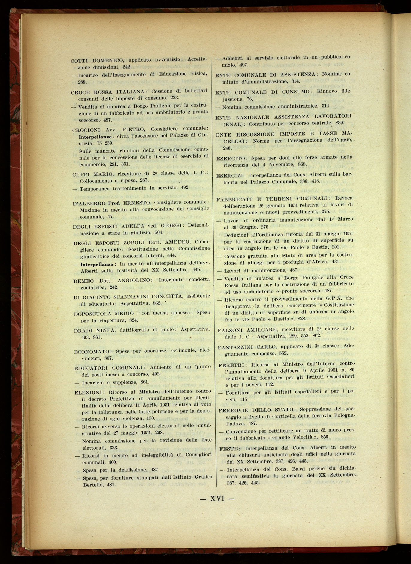 Indice volume 19.6.1951 - 29.12.1951