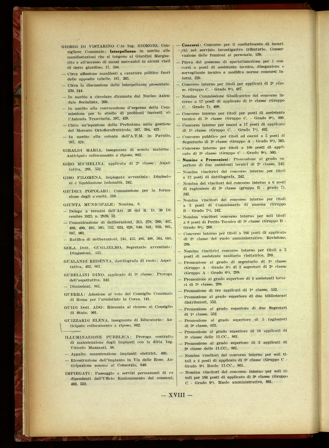 Indice volume 19.6.1951 - 29.12.1951