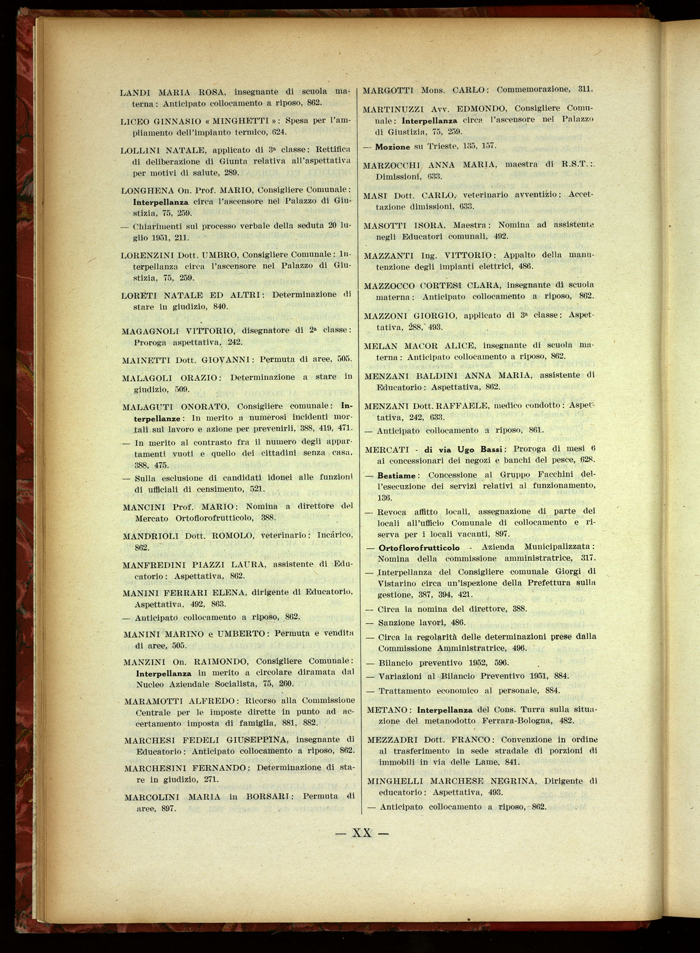 Indice volume 19.6.1951 - 29.12.1951