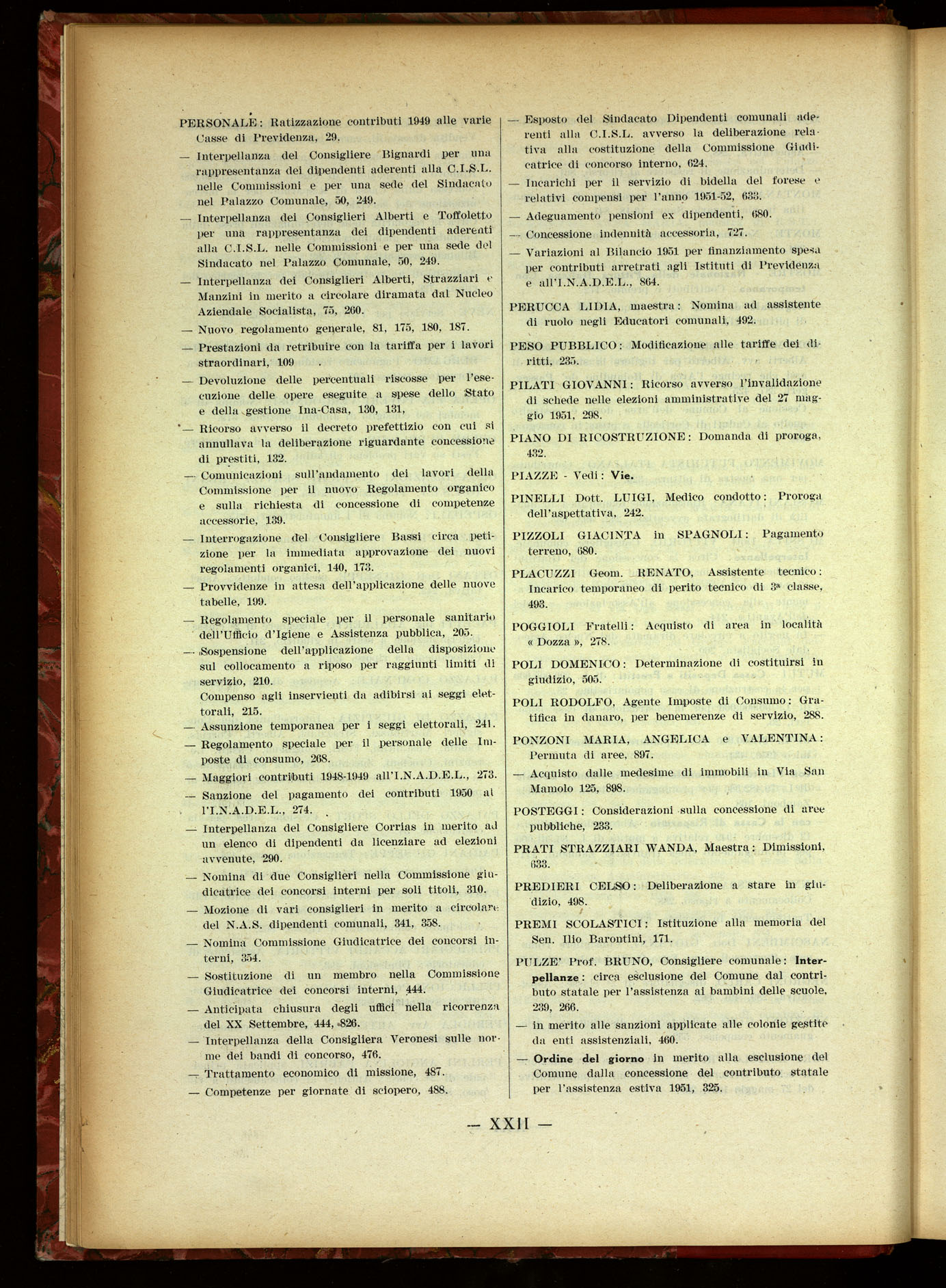 Indice volume 19.6.1951 - 29.12.1951