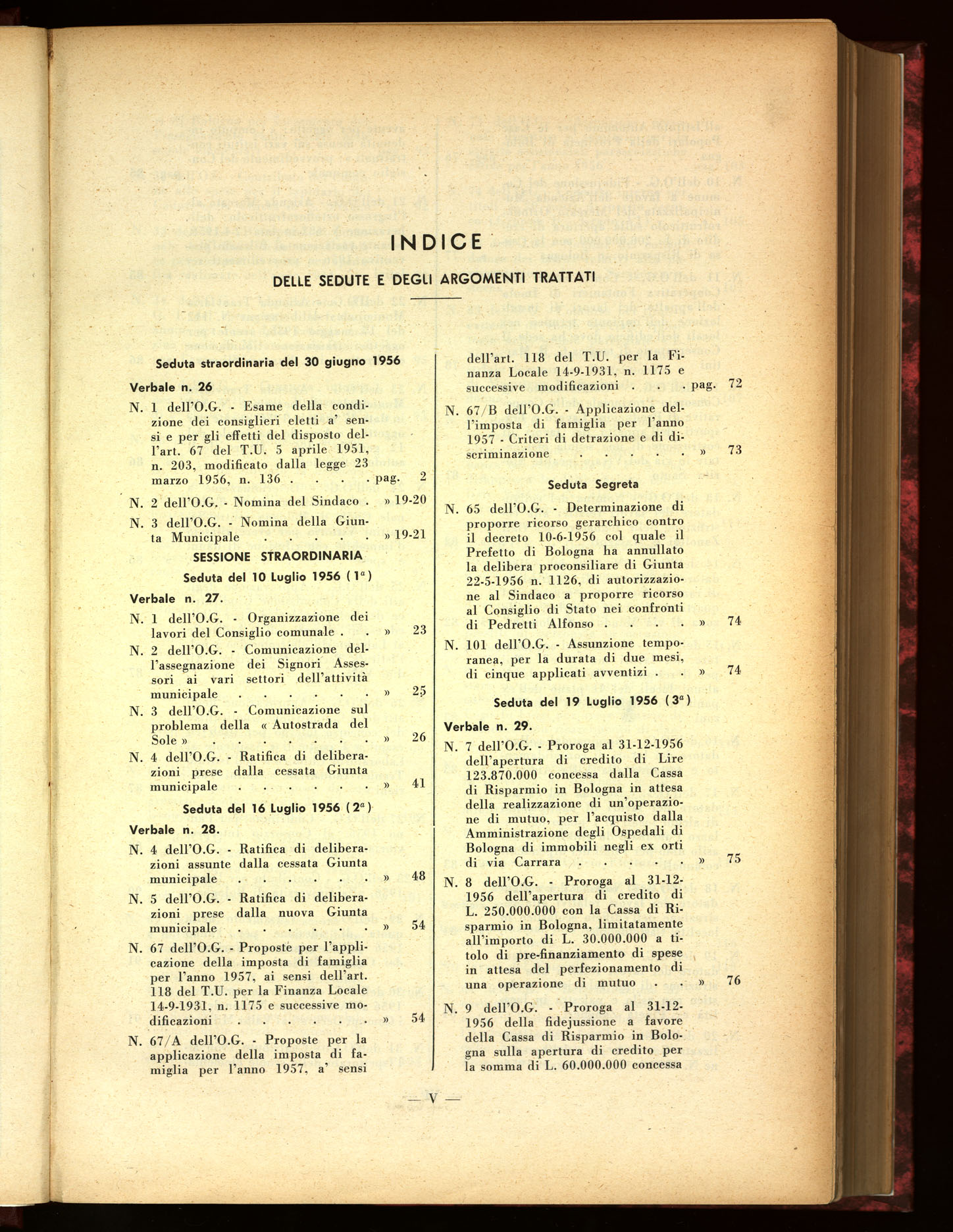 Indice volume 30.6.1956 - 29.12.1956