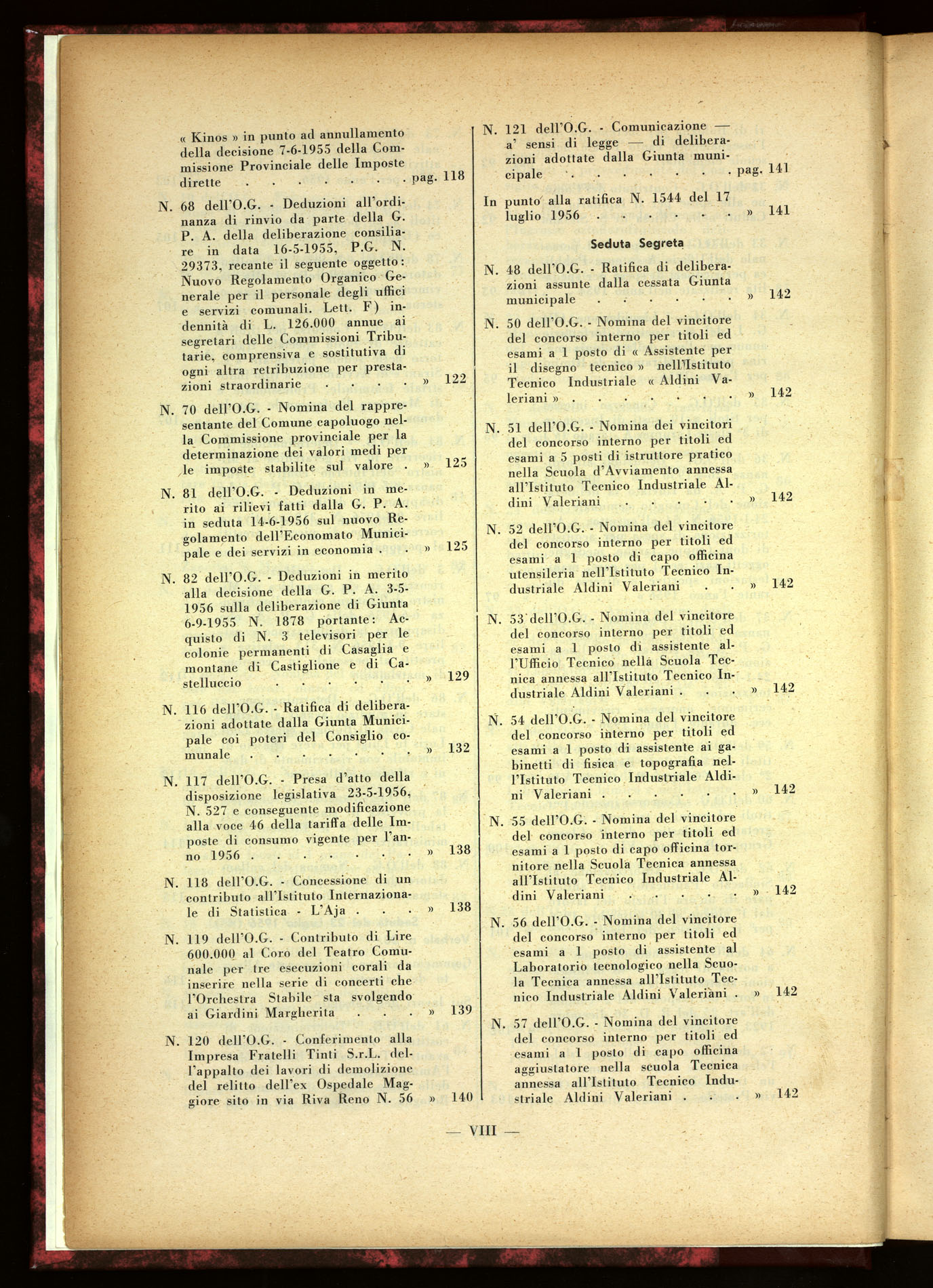 Indice volume 30.6.1956 - 29.12.1956