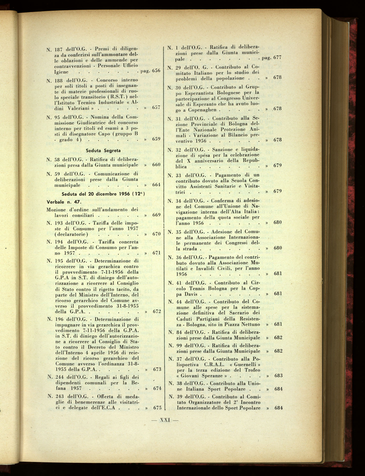 Indice volume 30.6.1956 - 29.12.1956