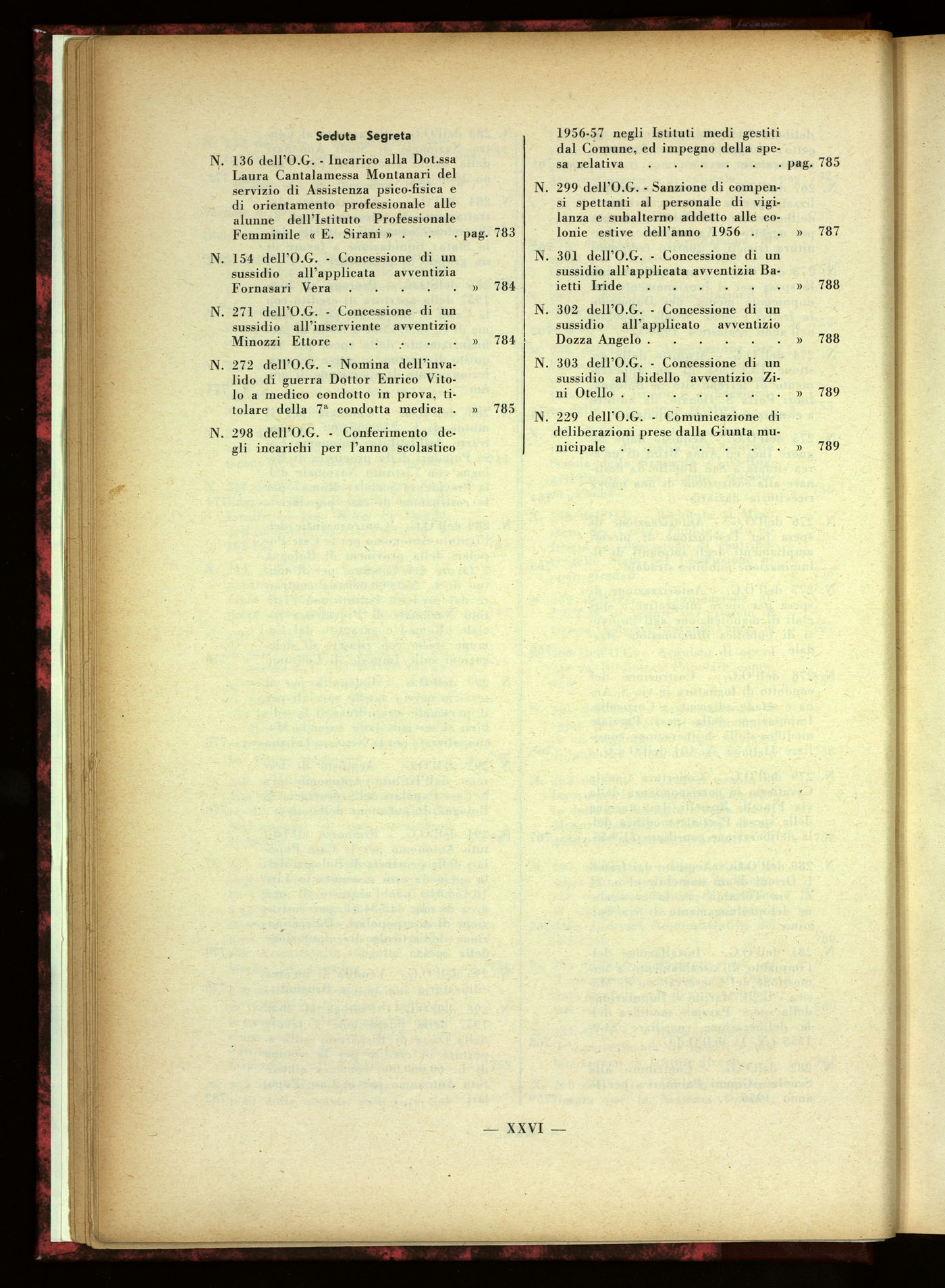 Indice volume 30.6.1956 - 29.12.1956