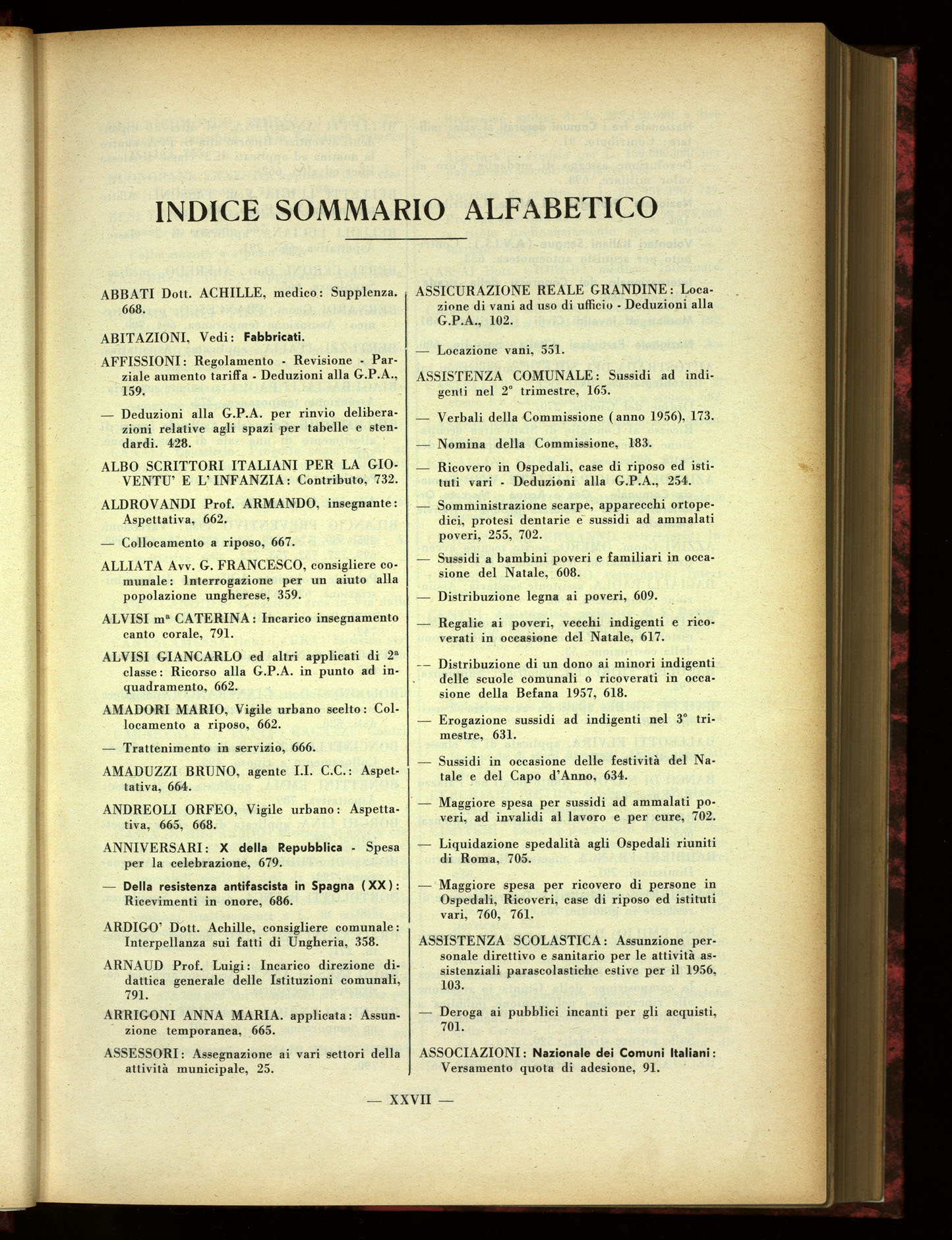 Indice volume 30.6.1956 - 29.12.1956