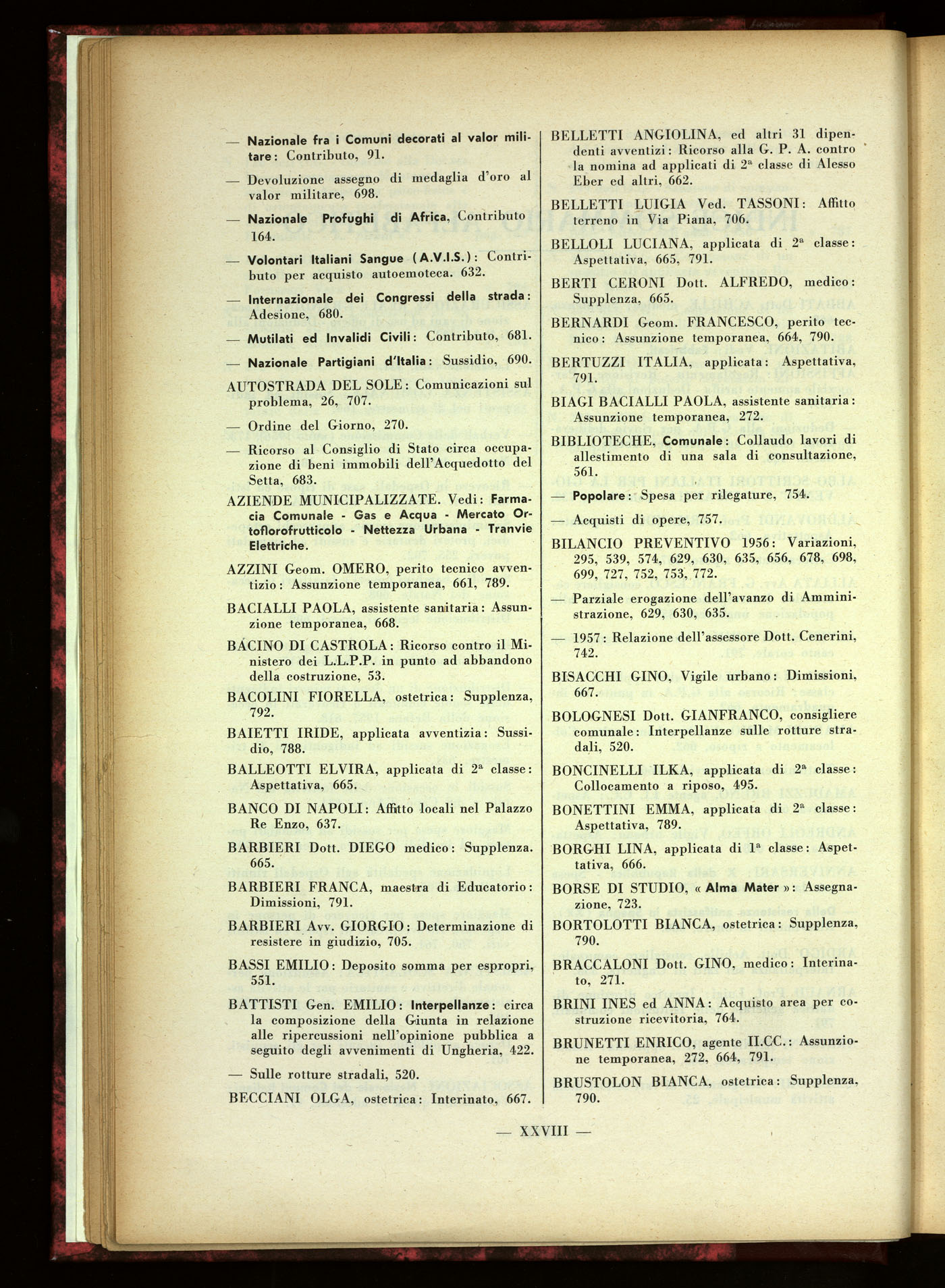 Indice volume 30.6.1956 - 29.12.1956