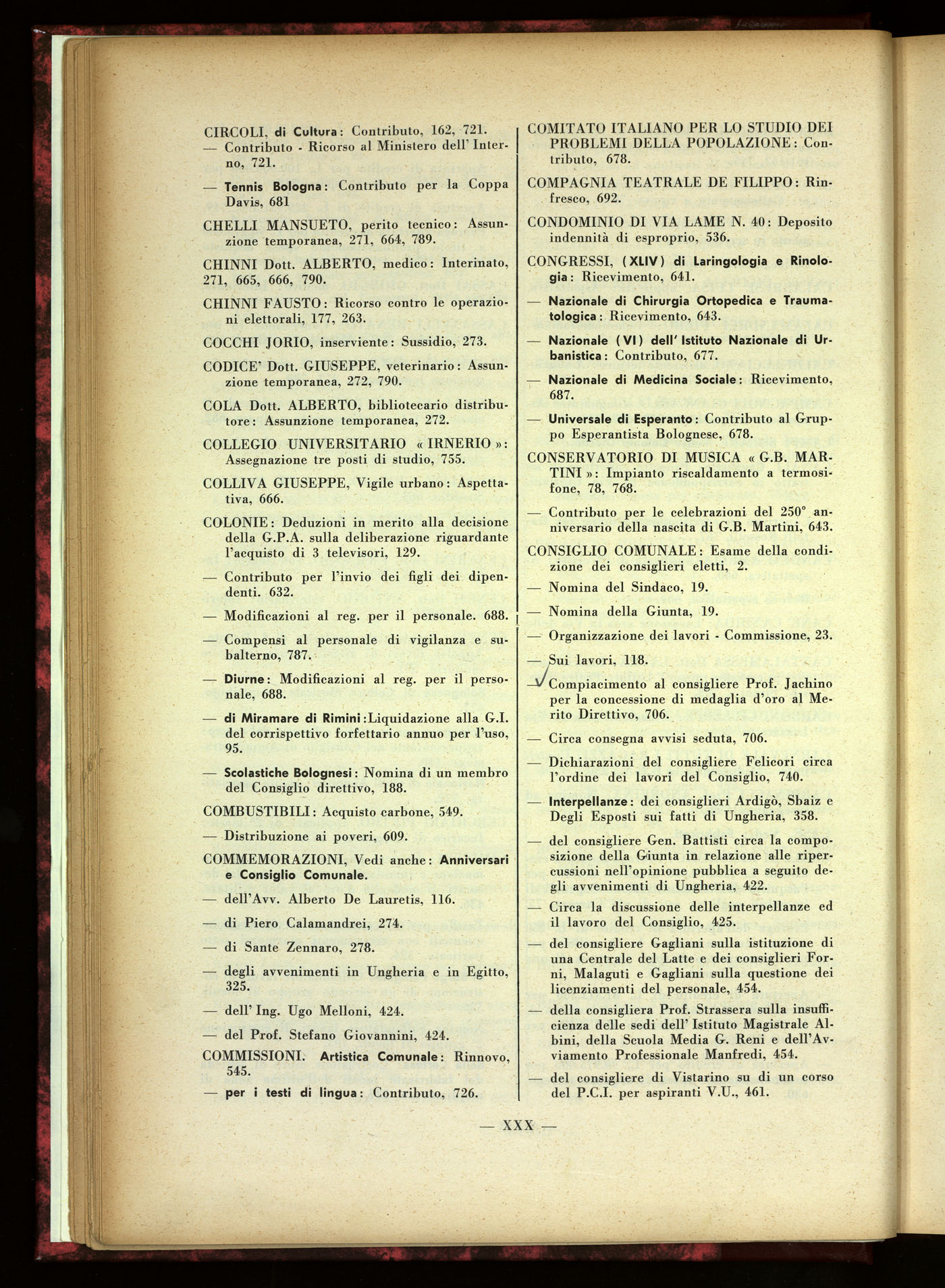 Indice volume 30.6.1956 - 29.12.1956