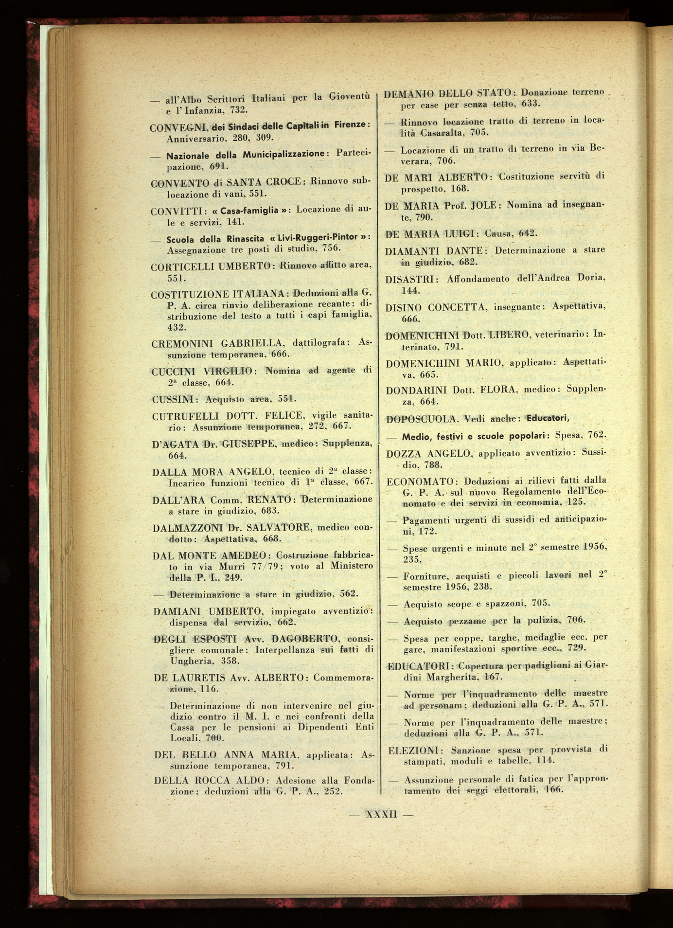 Indice volume 30.6.1956 - 29.12.1956