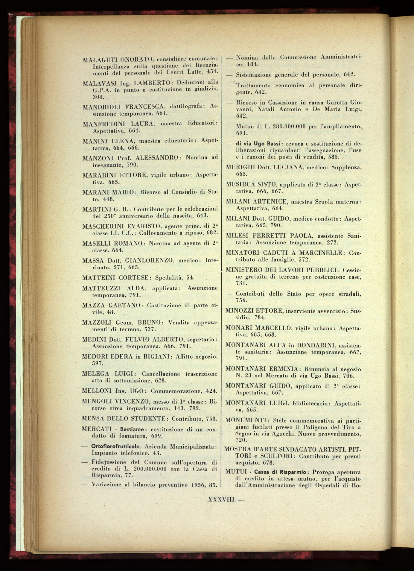 Indice volume 30.6.1956 - 29.12.1956