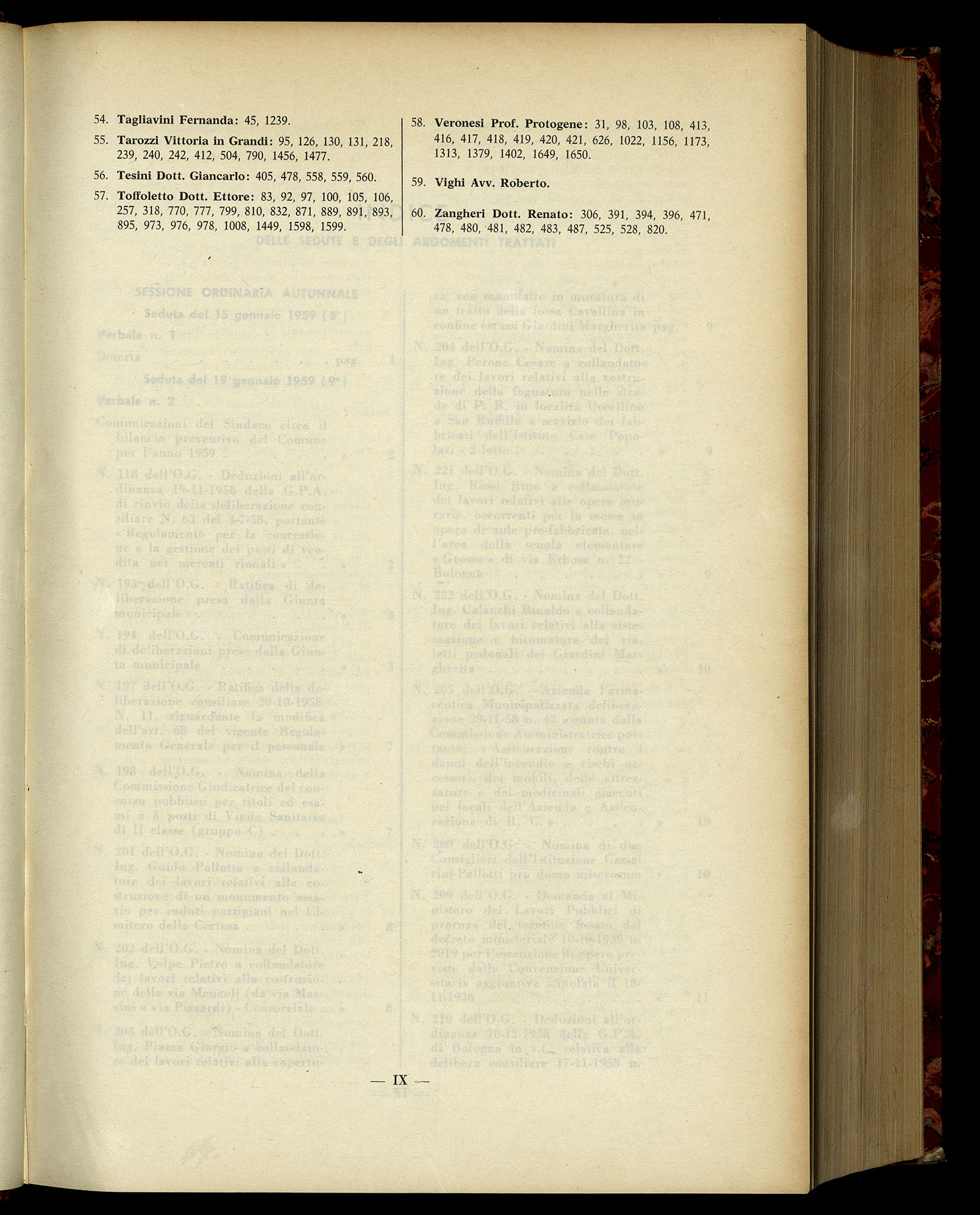Indice volume 15.1.1959 - 23.6.1959