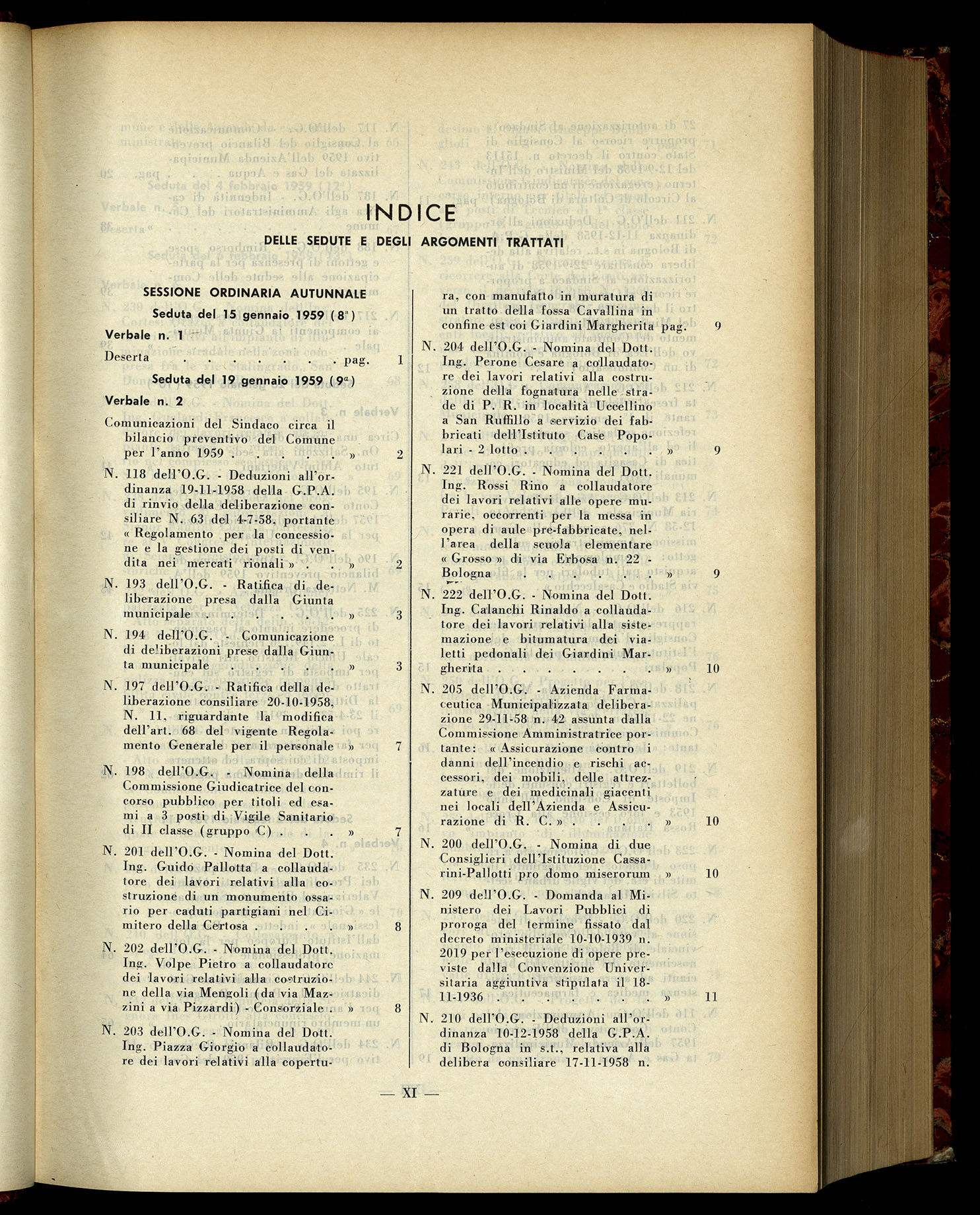 Indice volume 15.1.1959 - 23.6.1959