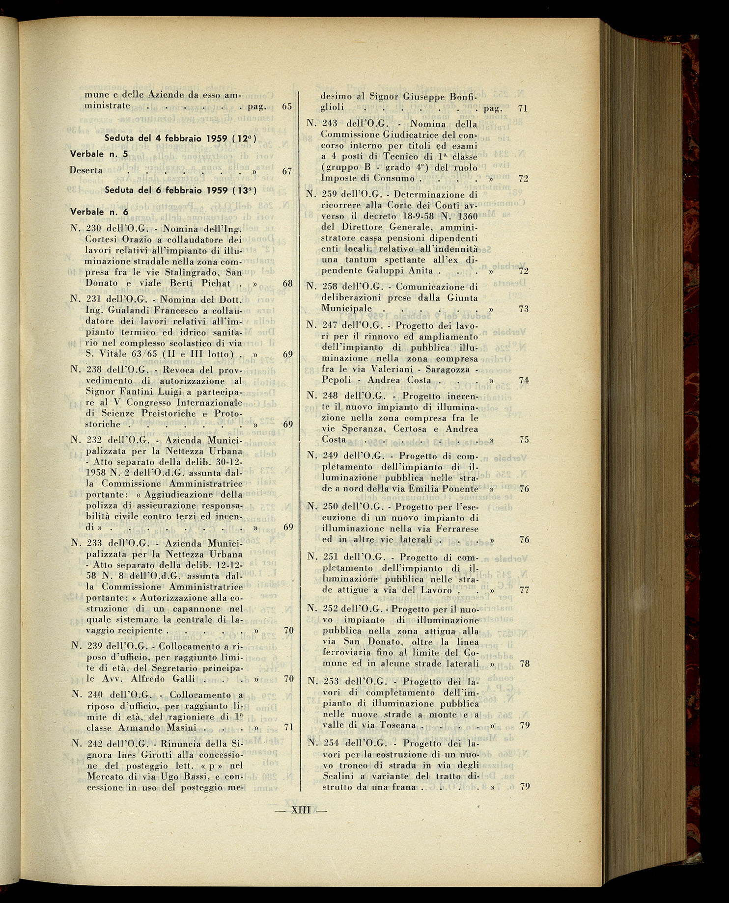 Indice volume 15.1.1959 - 23.6.1959