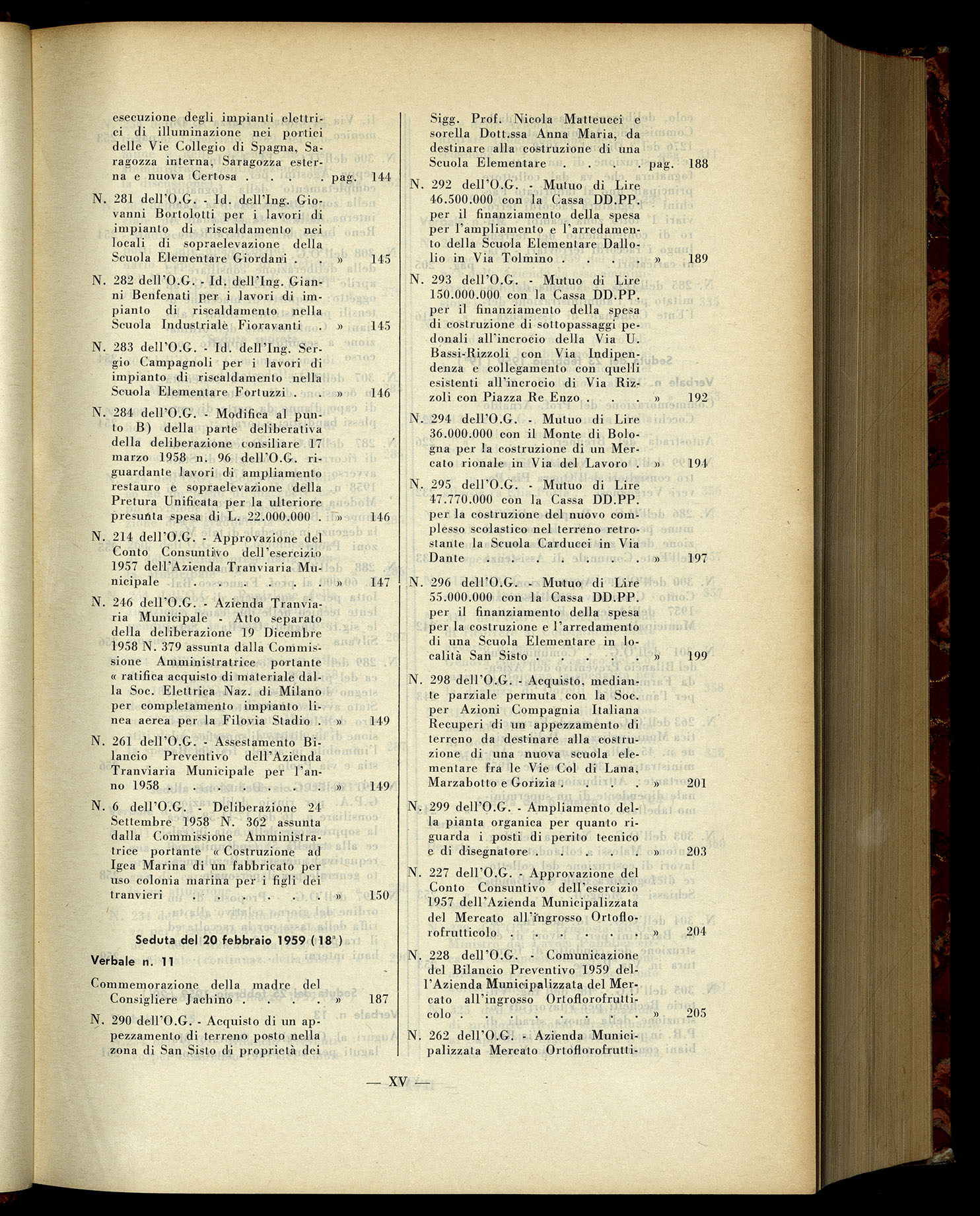 Indice volume 15.1.1959 - 23.6.1959