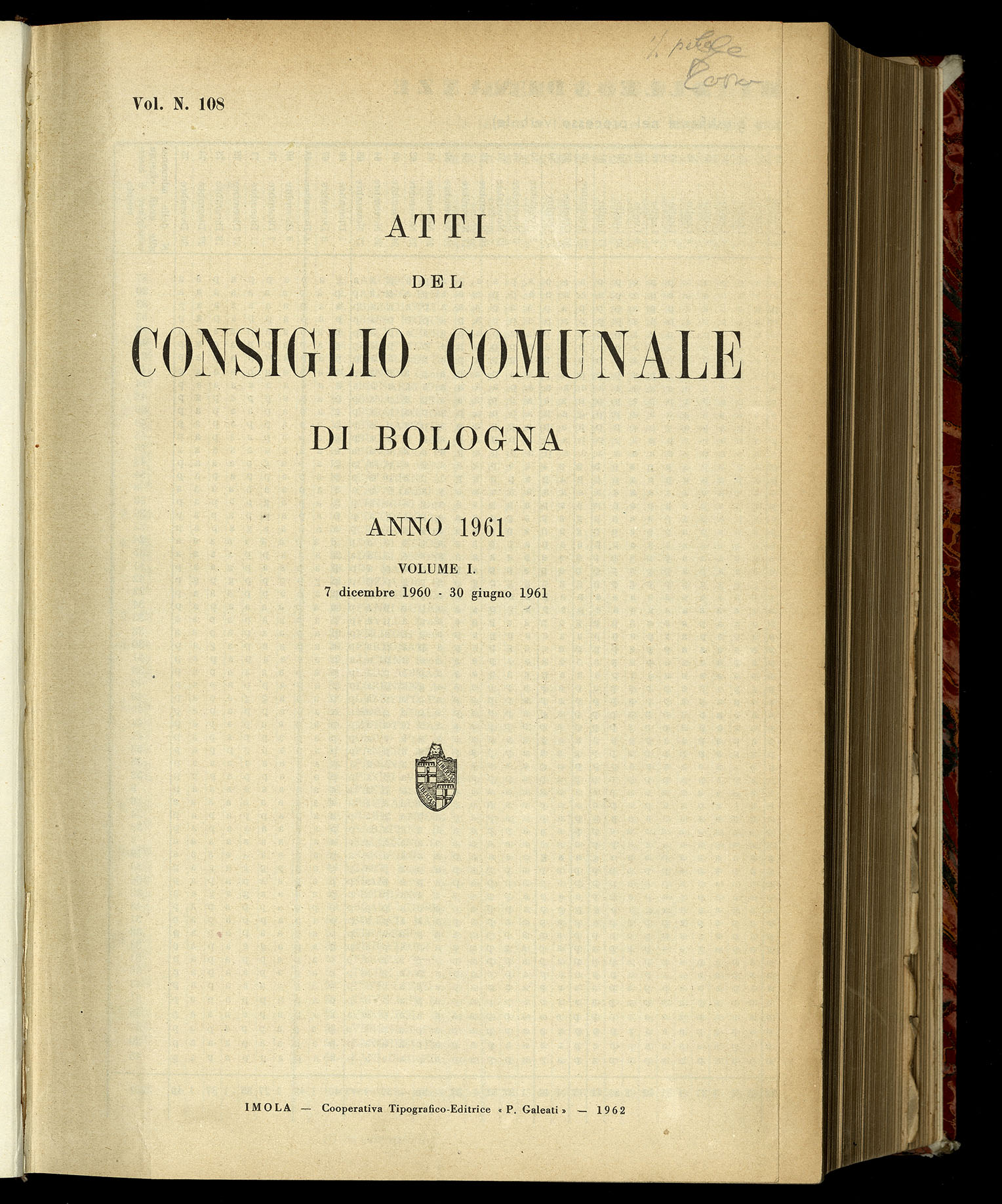 Indice volume 7.12.1960 - 30.6.1961