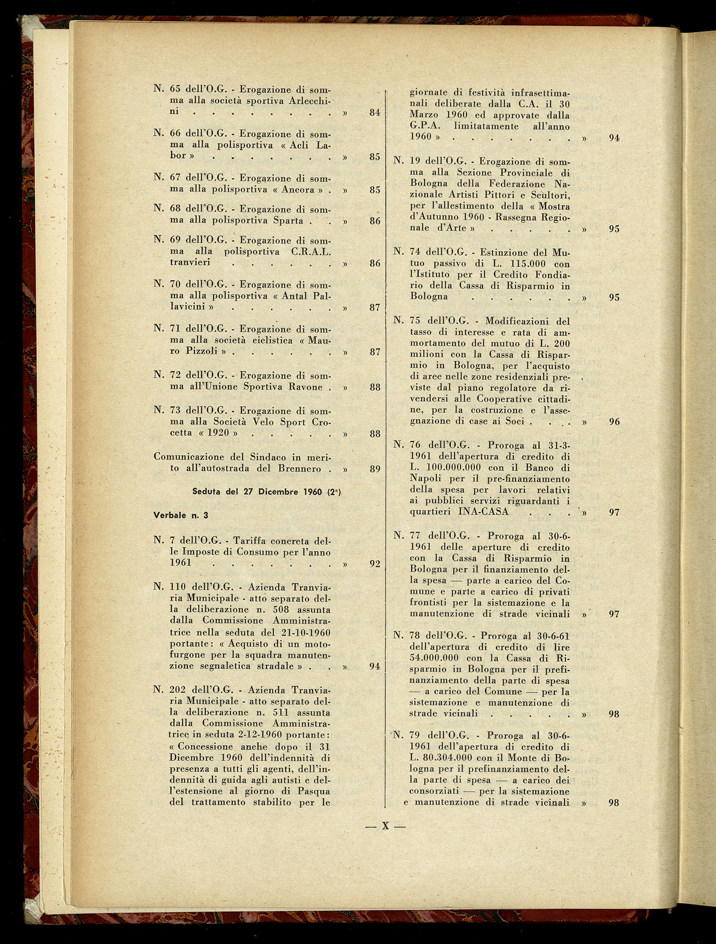 Indice volume 7.12.1960 - 30.6.1961