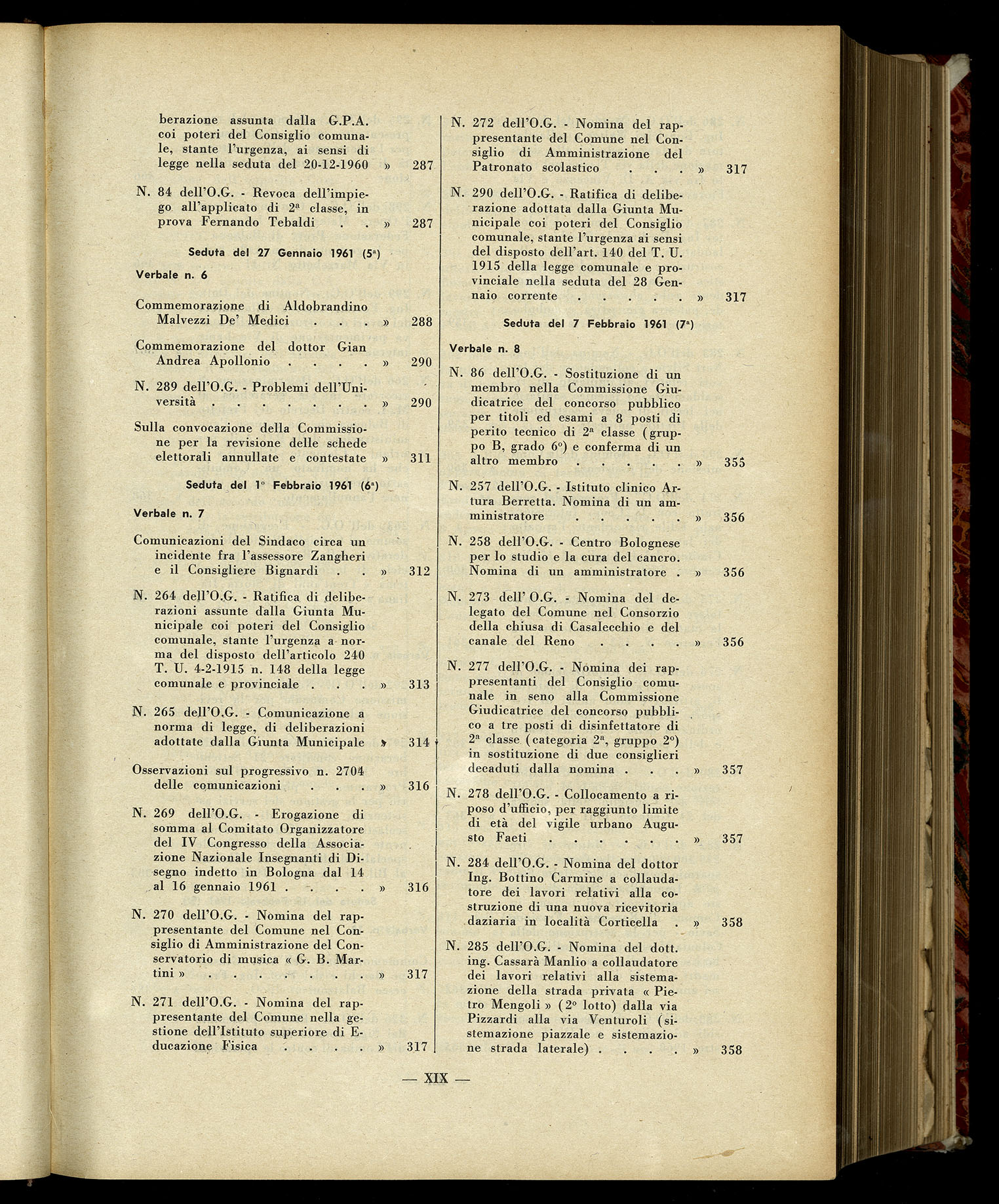 Indice volume 7.12.1960 - 30.6.1961