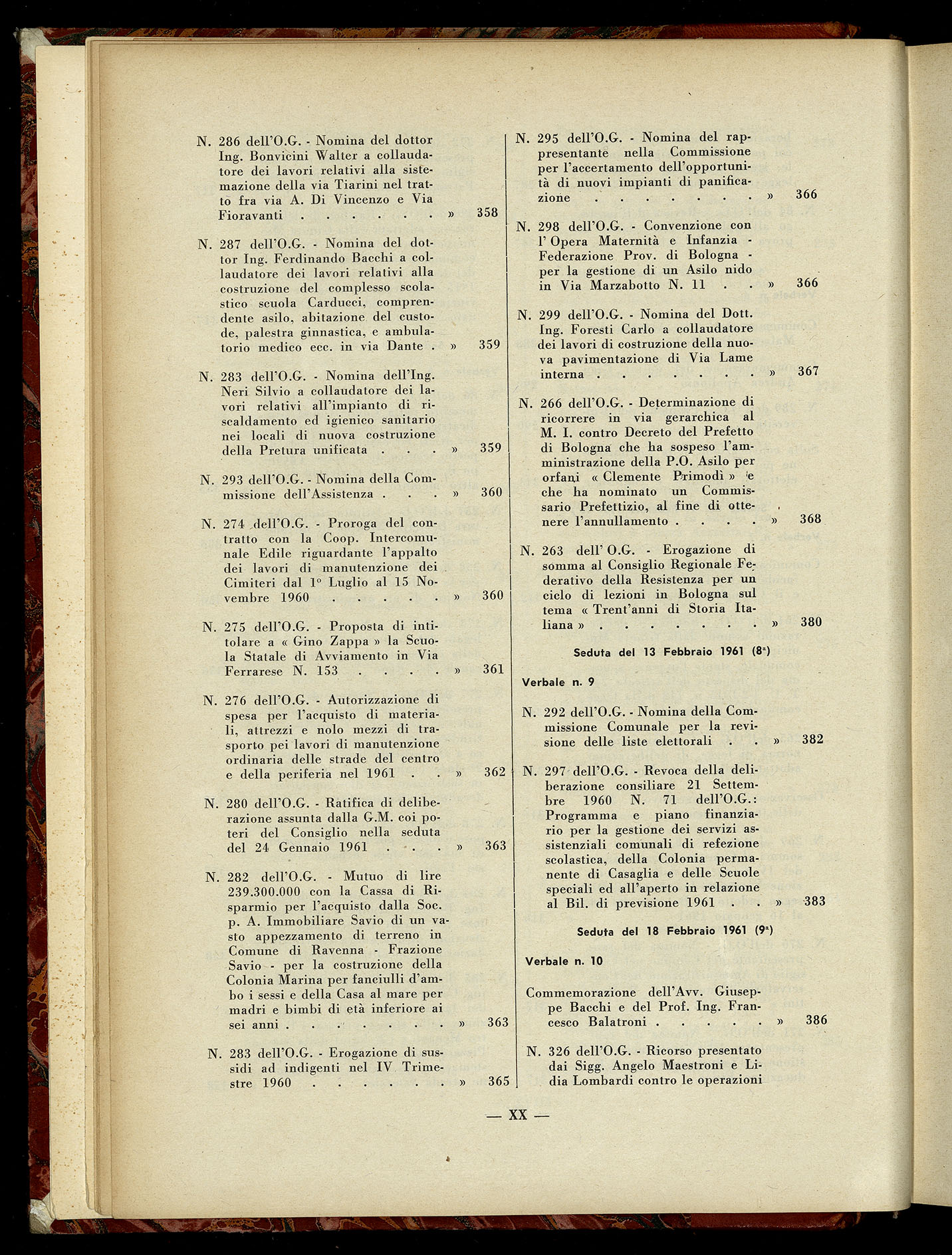 Indice volume 7.12.1960 - 30.6.1961