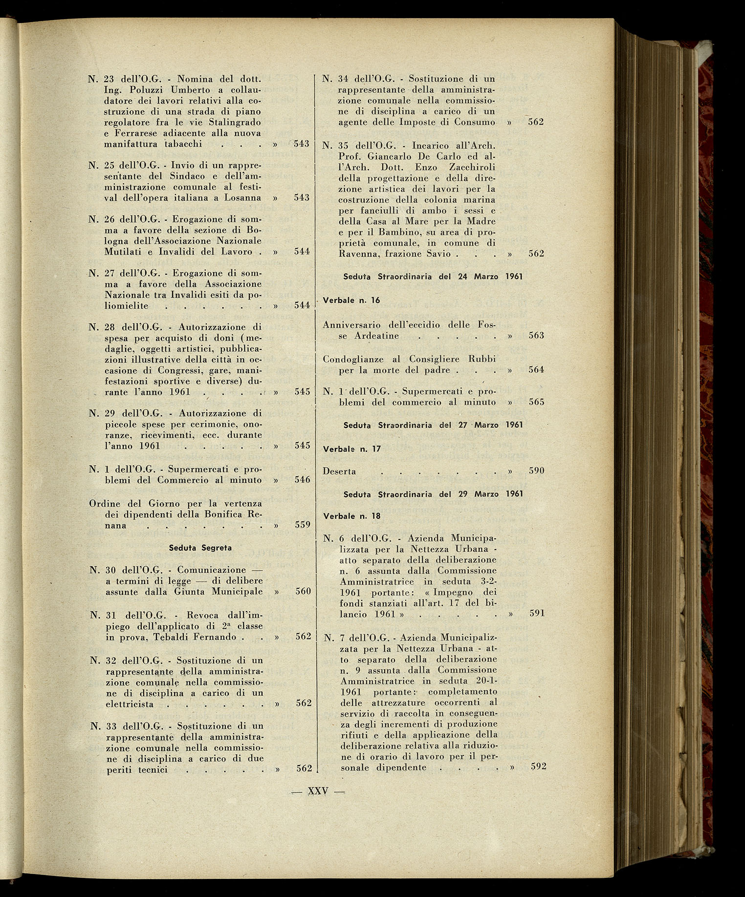 Indice volume 7.12.1960 - 30.6.1961