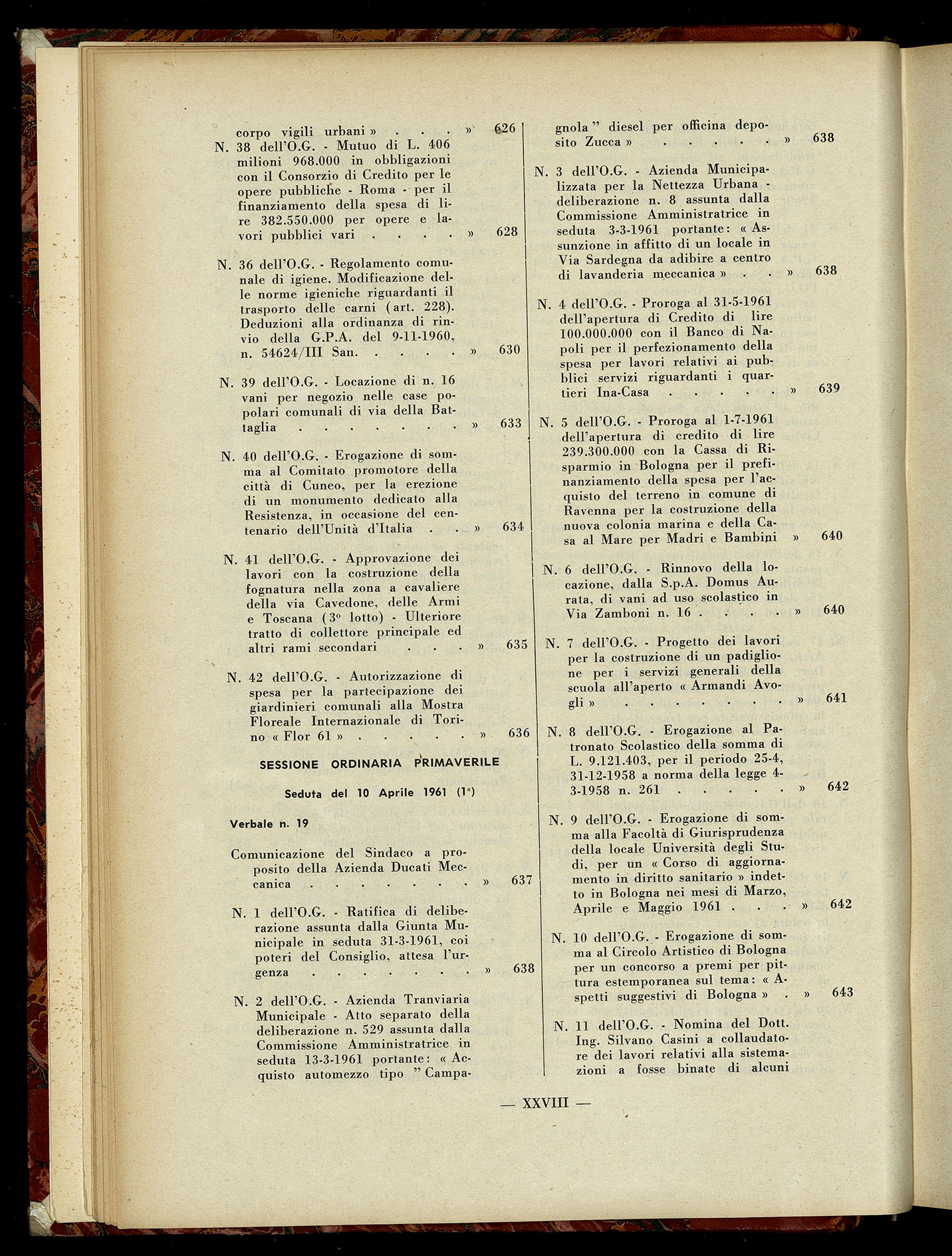 Indice volume 7.12.1960 - 30.6.1961
