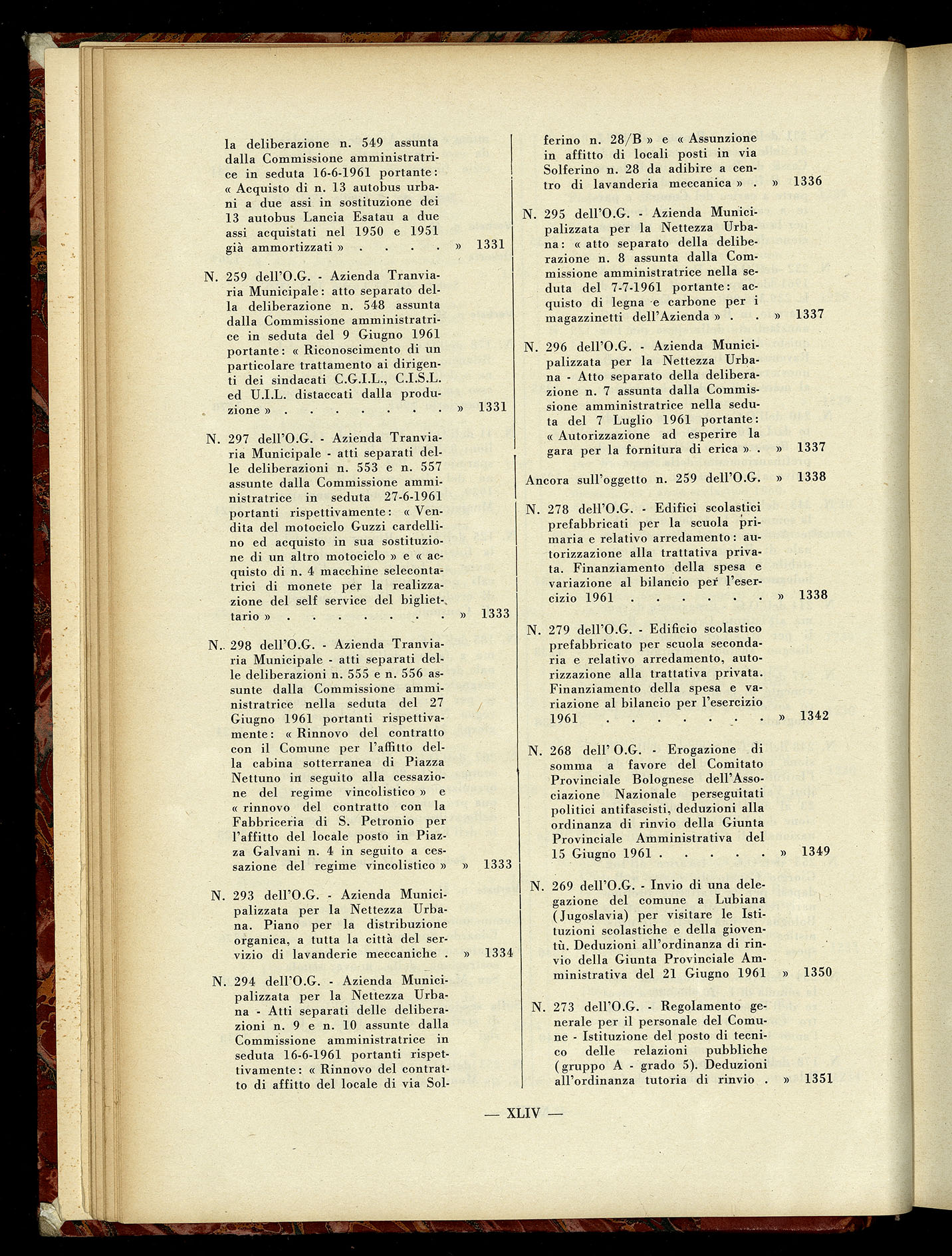 Indice volume 7.12.1960 - 30.6.1961