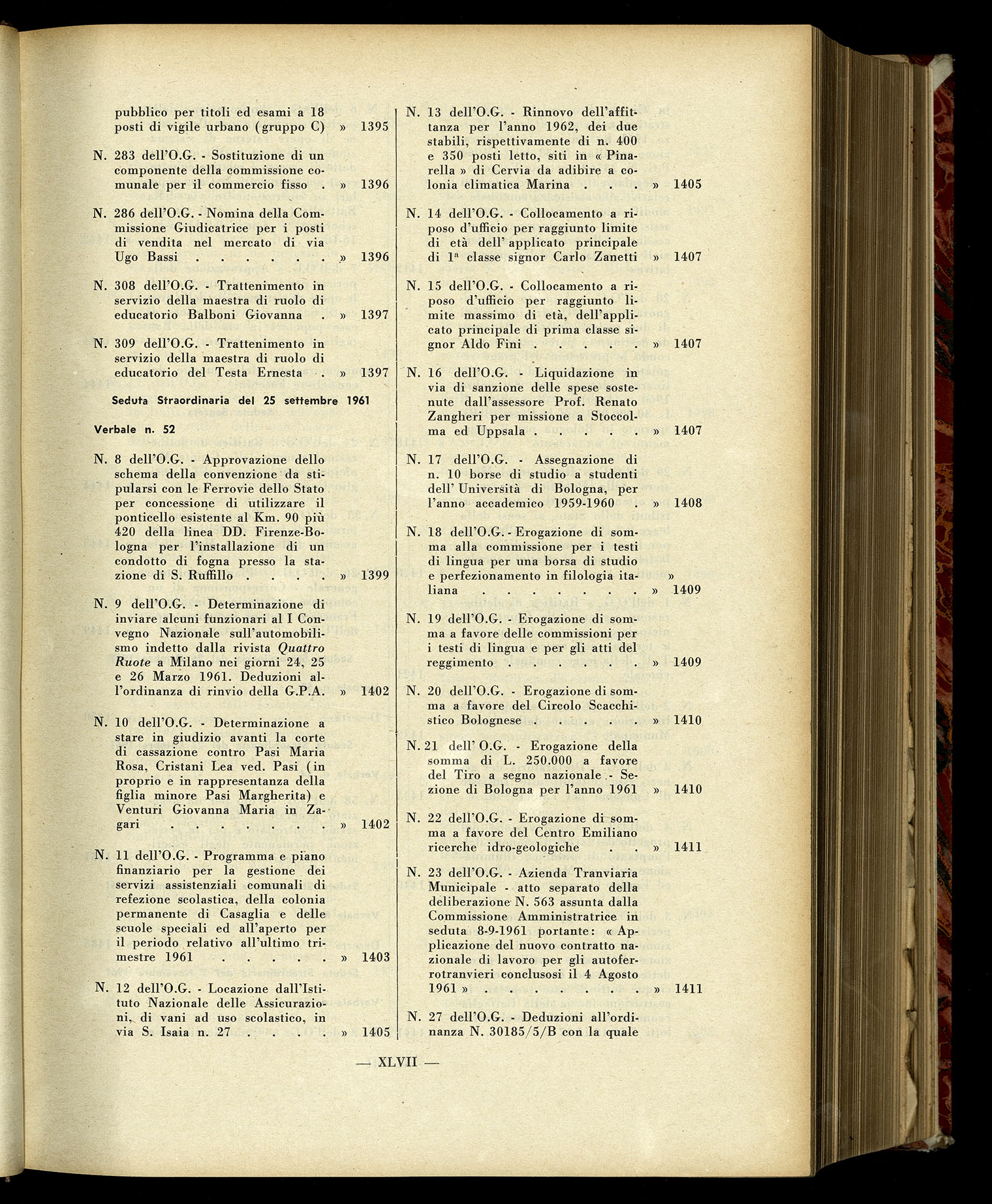 Indice volume 7.12.1960 - 30.6.1961