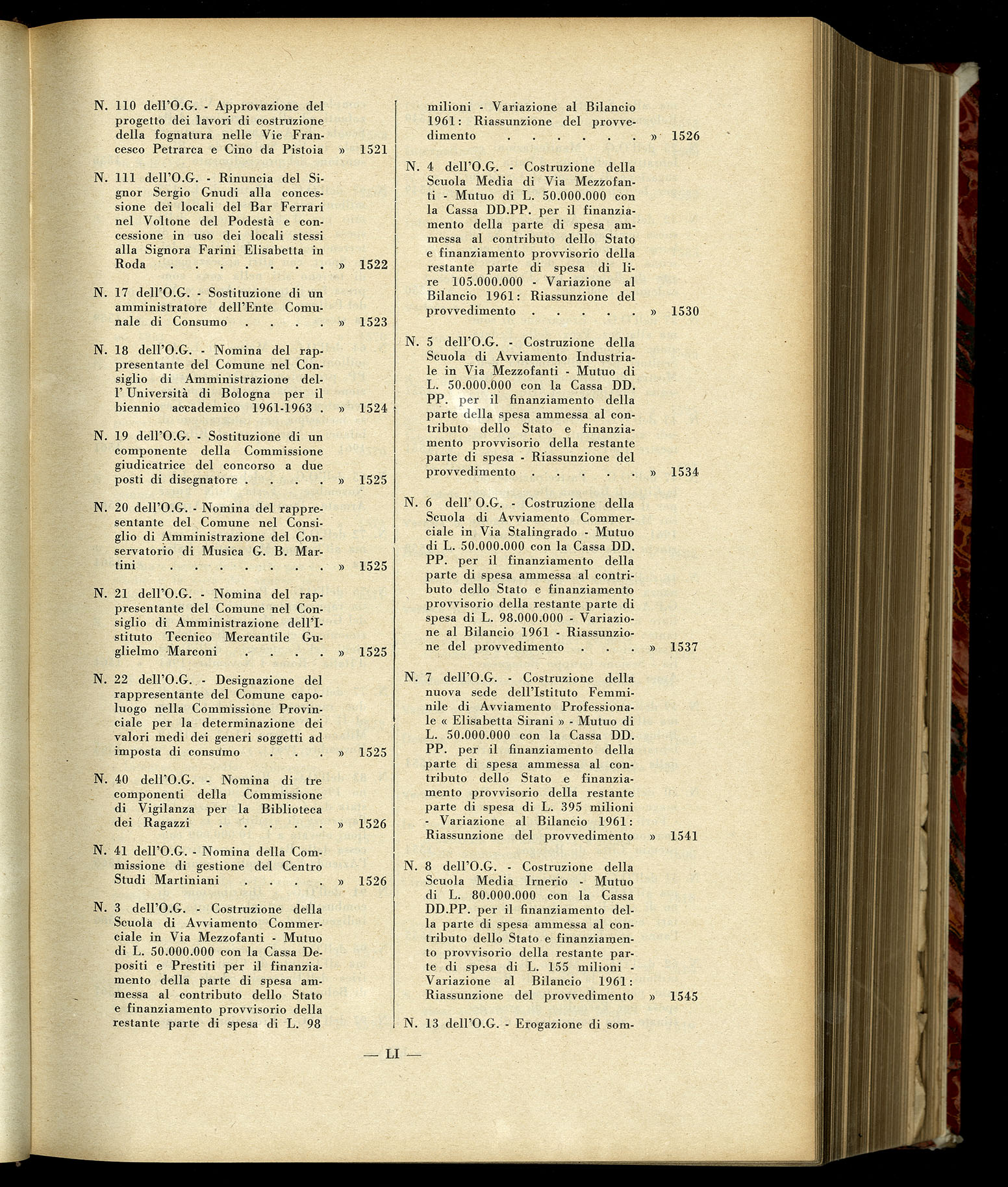 Indice volume 7.12.1960 - 30.6.1961