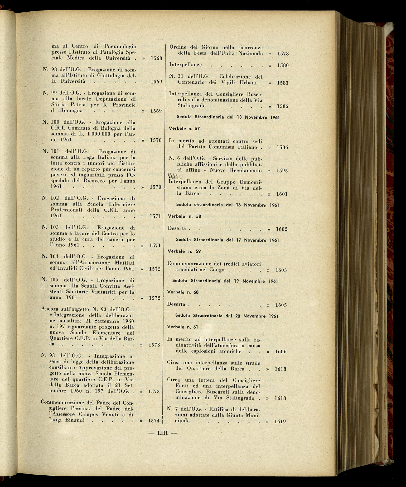 Indice volume 7.12.1960 - 30.6.1961