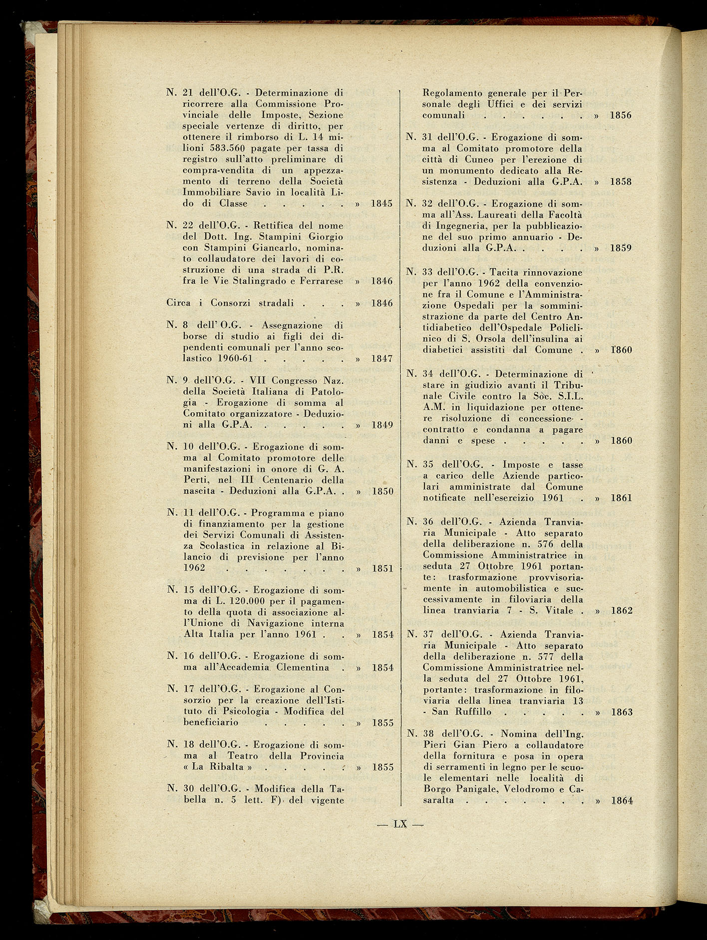 Indice volume 7.12.1960 - 30.6.1961