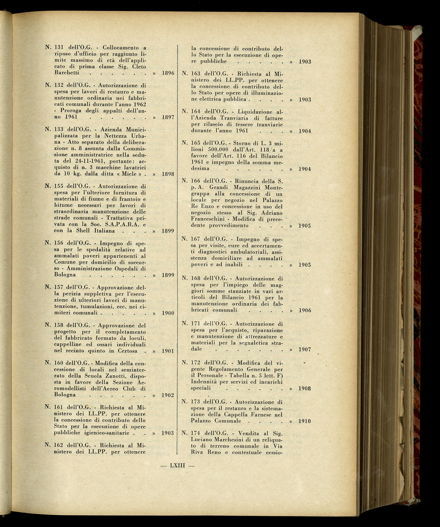 Indice volume 7.12.1960 - 30.6.1961