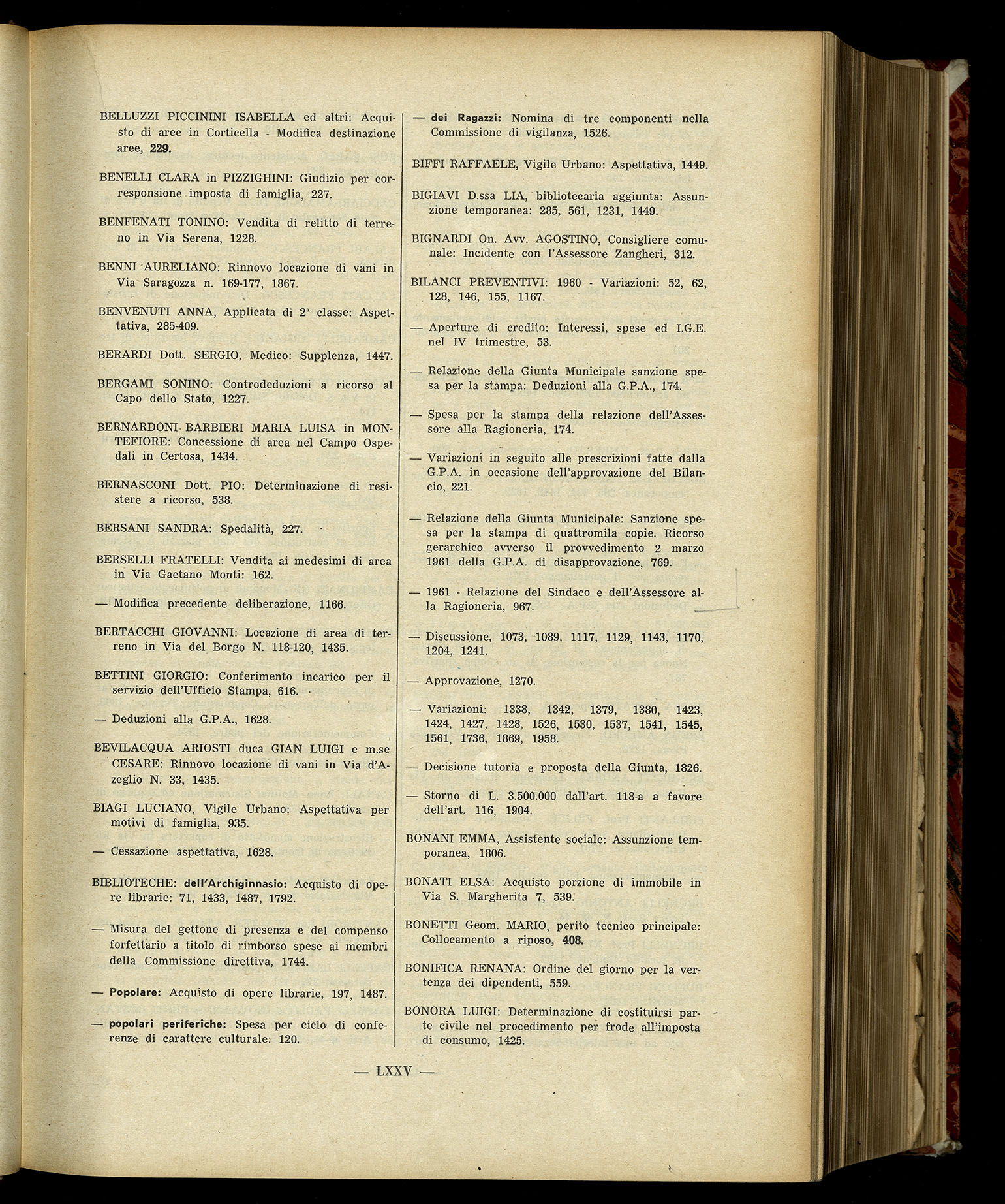 Indice volume 7.12.1960 - 30.6.1961