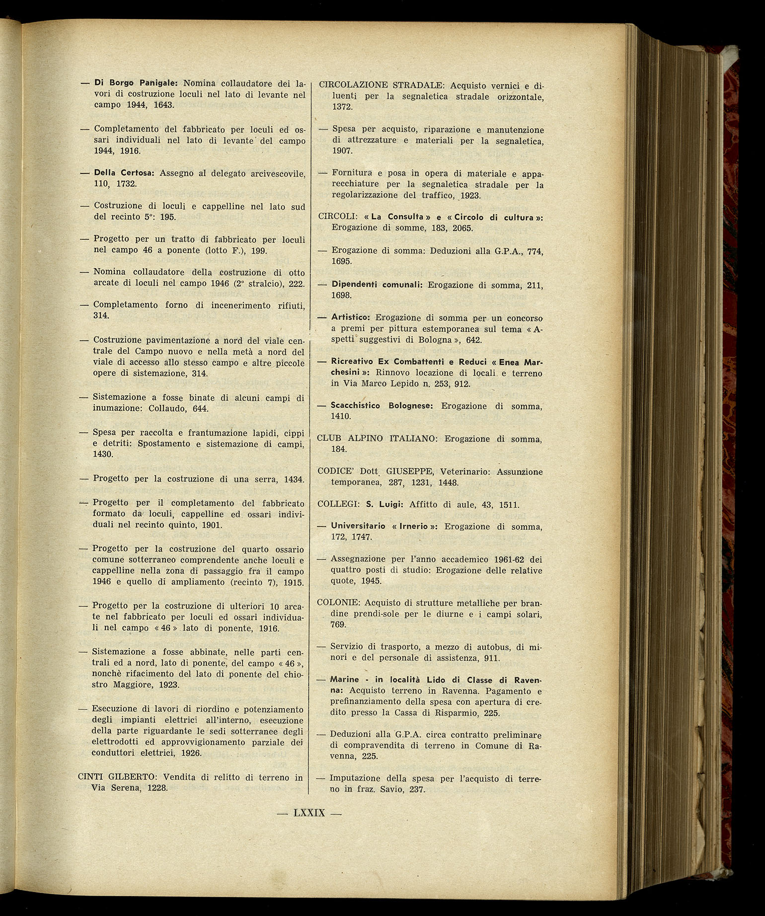 Indice volume 7.12.1960 - 30.6.1961