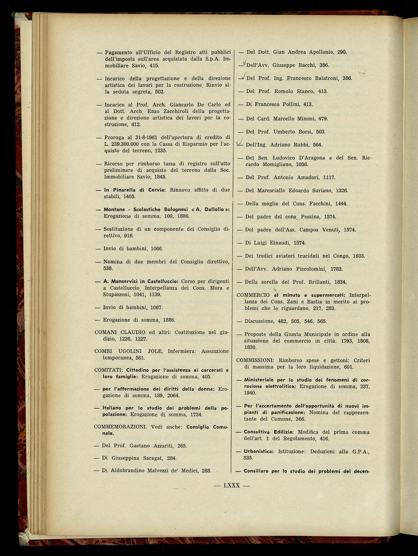 Indice volume 7.12.1960 - 30.6.1961