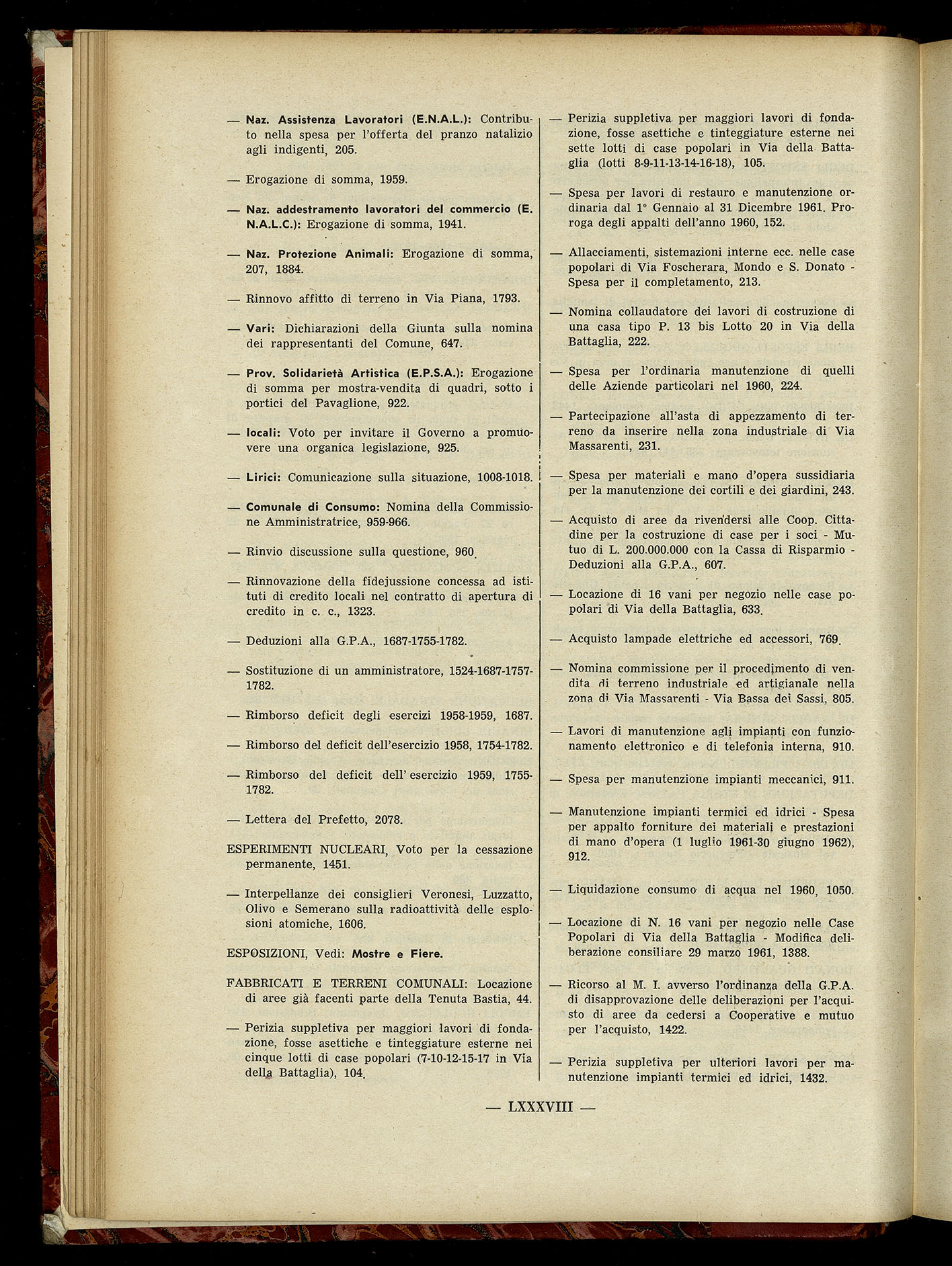 Indice volume 7.12.1960 - 30.6.1961