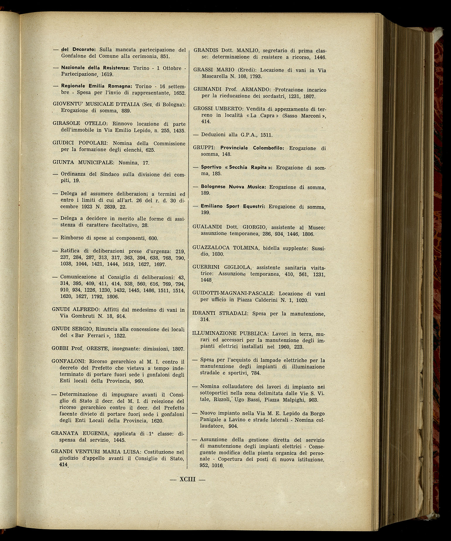 Indice volume 7.12.1960 - 30.6.1961