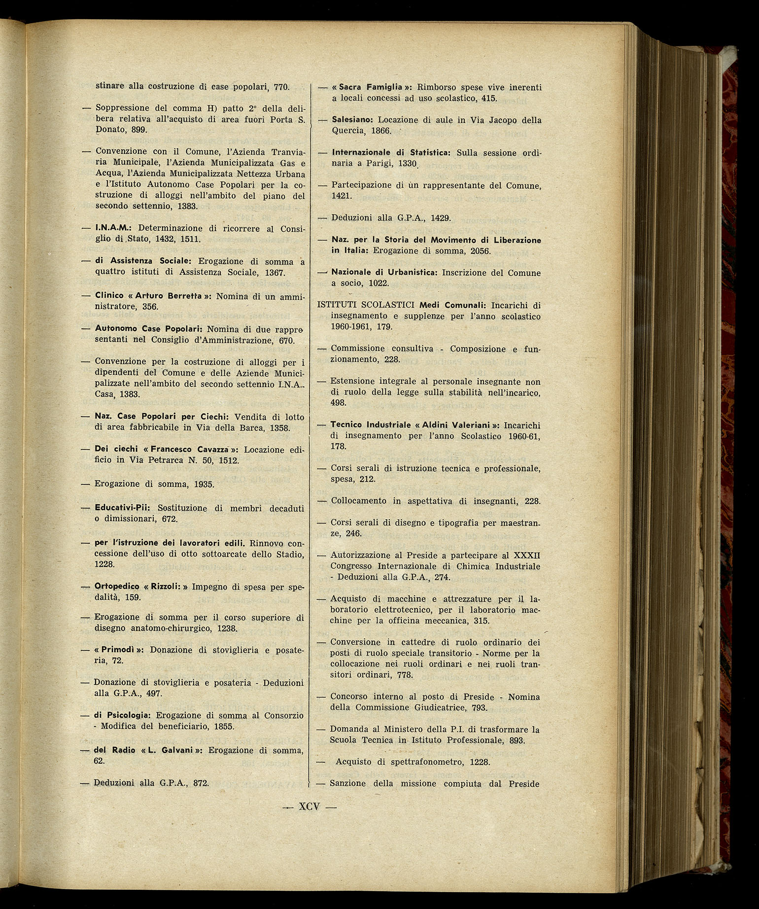 Indice volume 7.12.1960 - 30.6.1961