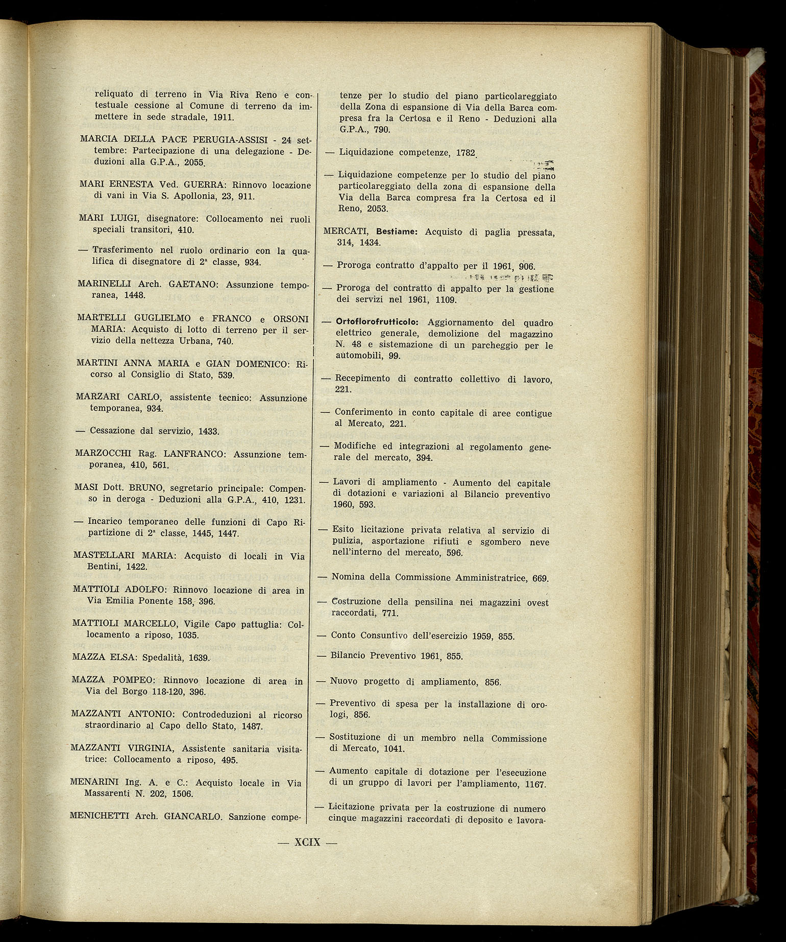 Indice volume 7.12.1960 - 30.6.1961