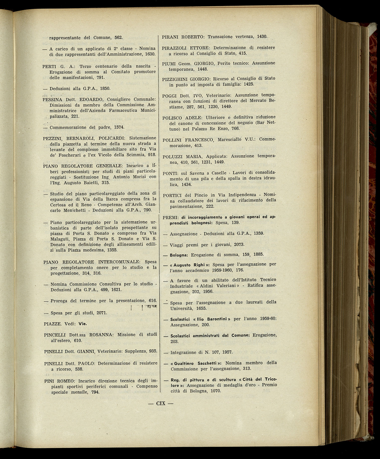 Indice volume 7.12.1960 - 30.6.1961